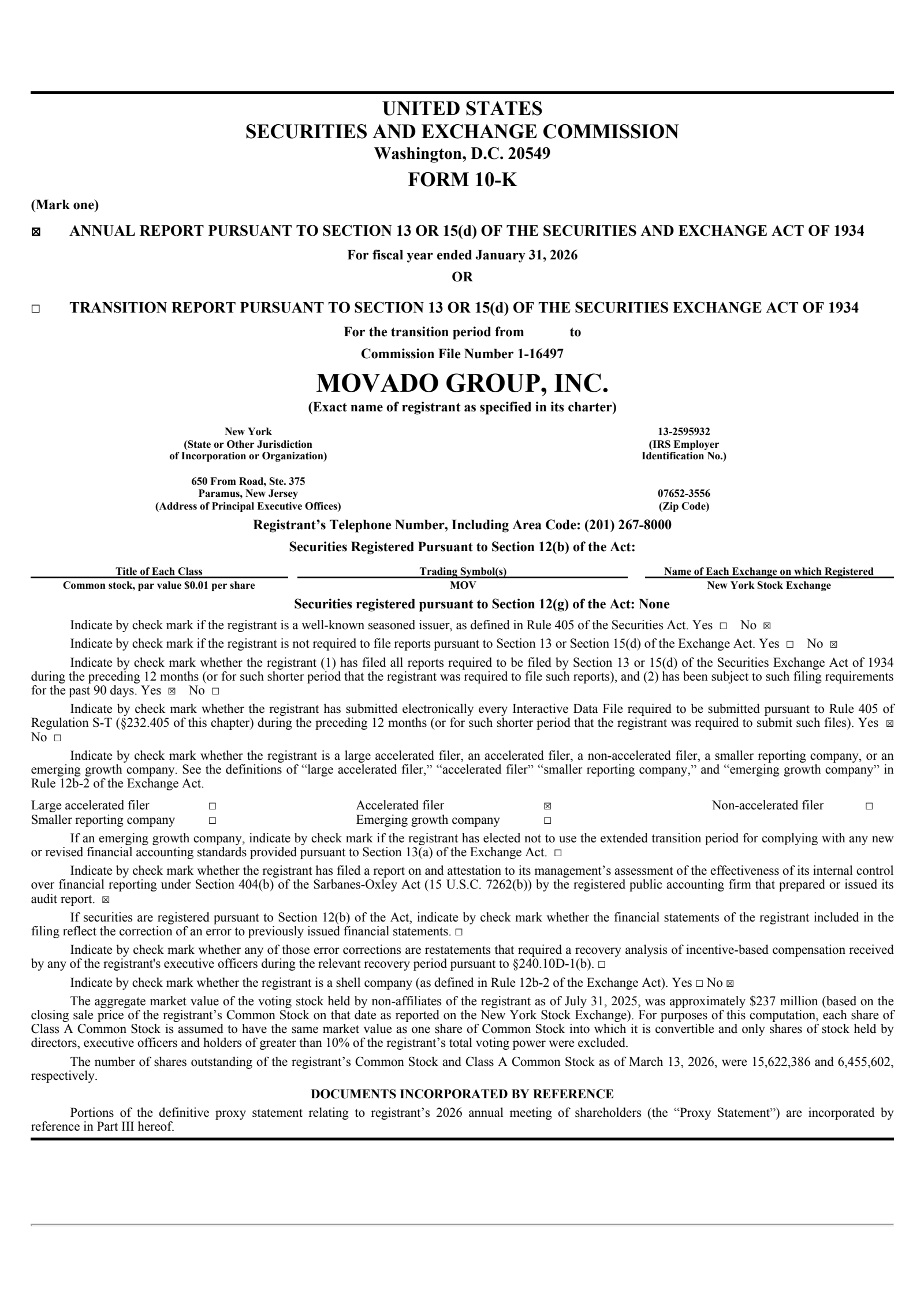 Movado Group's Q4 2026 Annual report