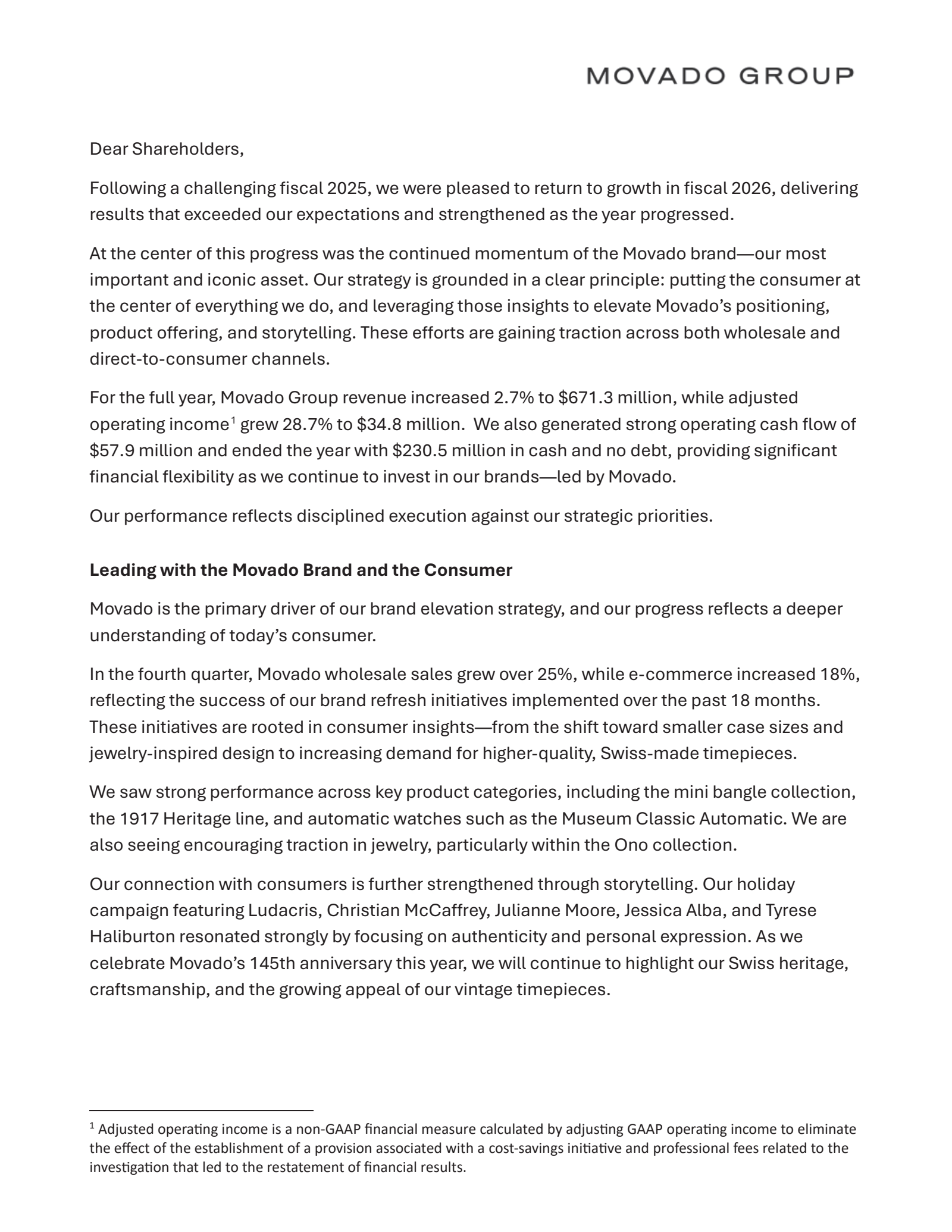 Movado Group's Q4 2026 Annual report