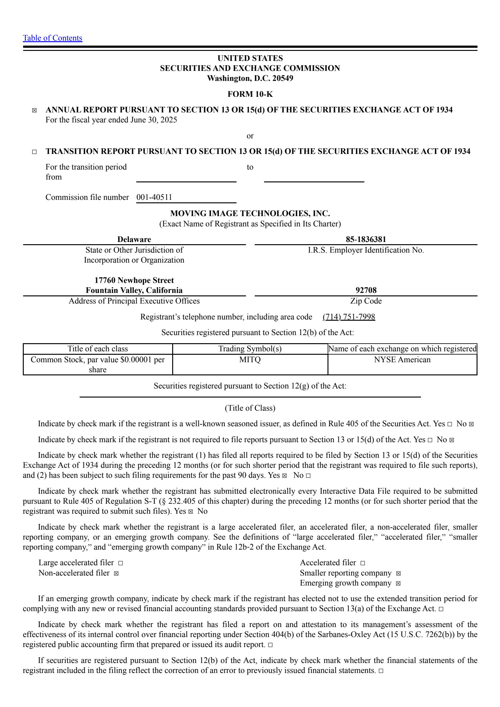 Moving iMage Technologies' Q4 2025 Annual Report