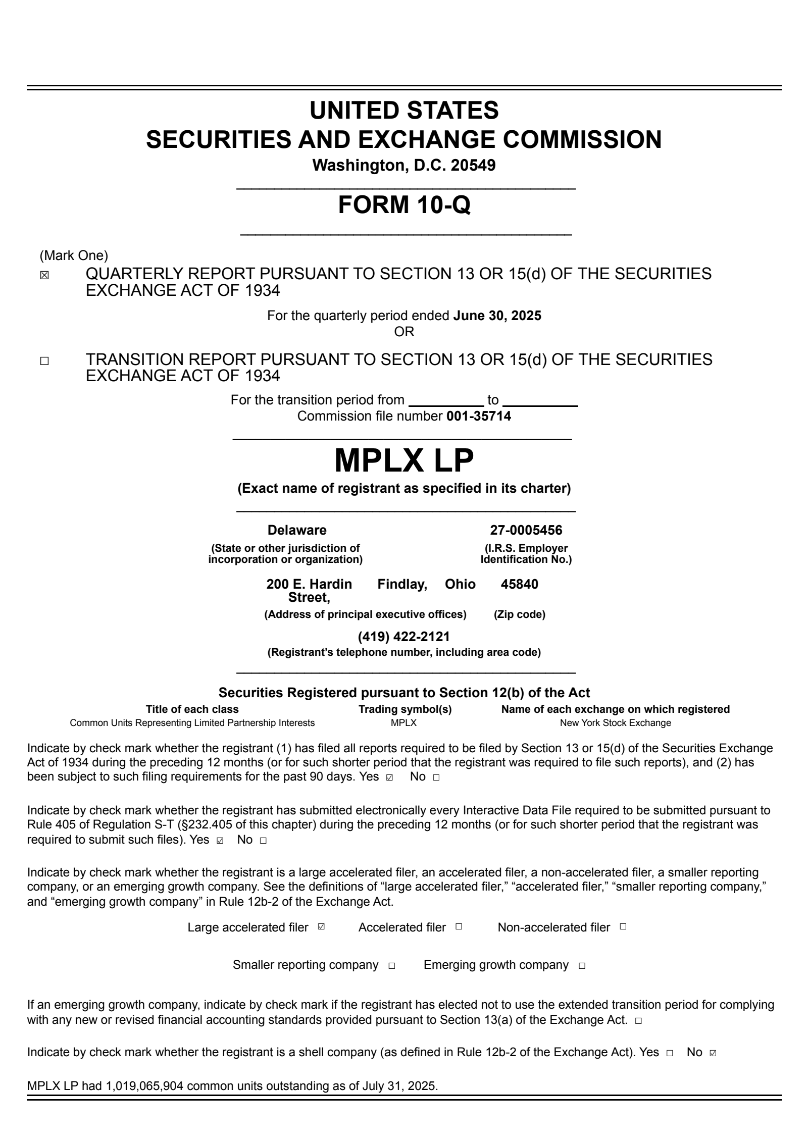 Mplx's Q2 2025 Quarterly report