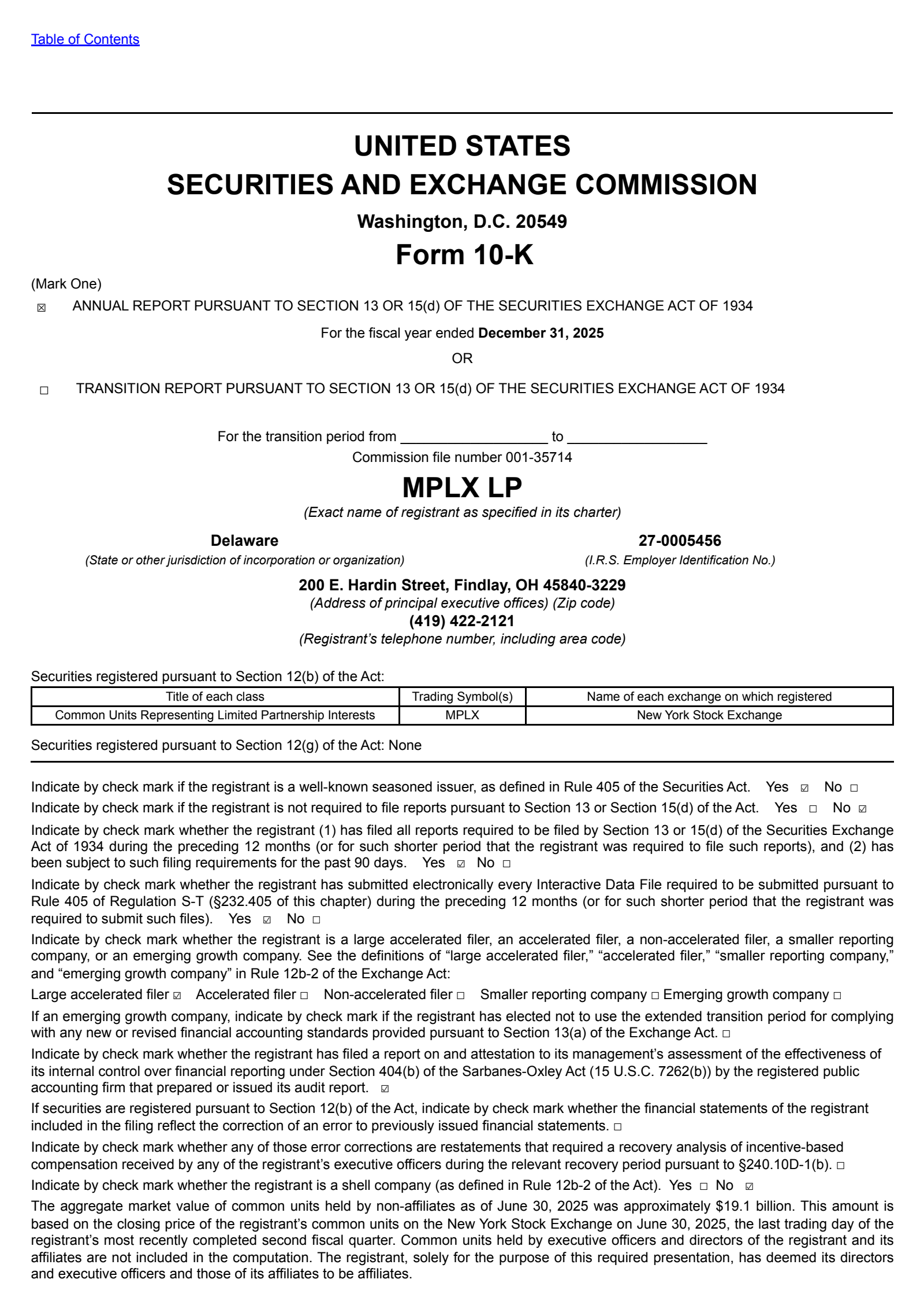 Mplx's Q4 2025 Annual report