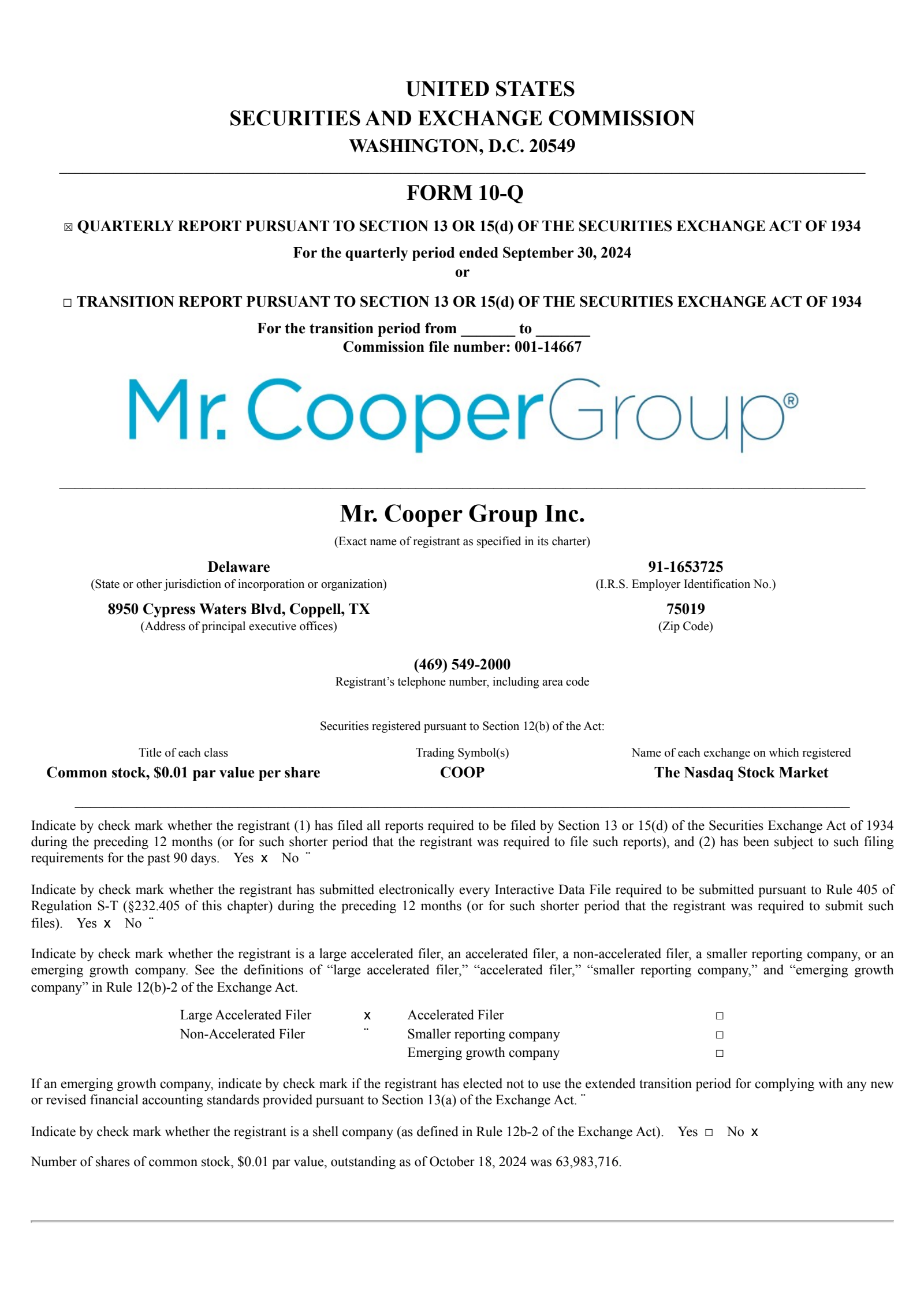 Mr. Cooper Group's Q3 2024 Quarterly report