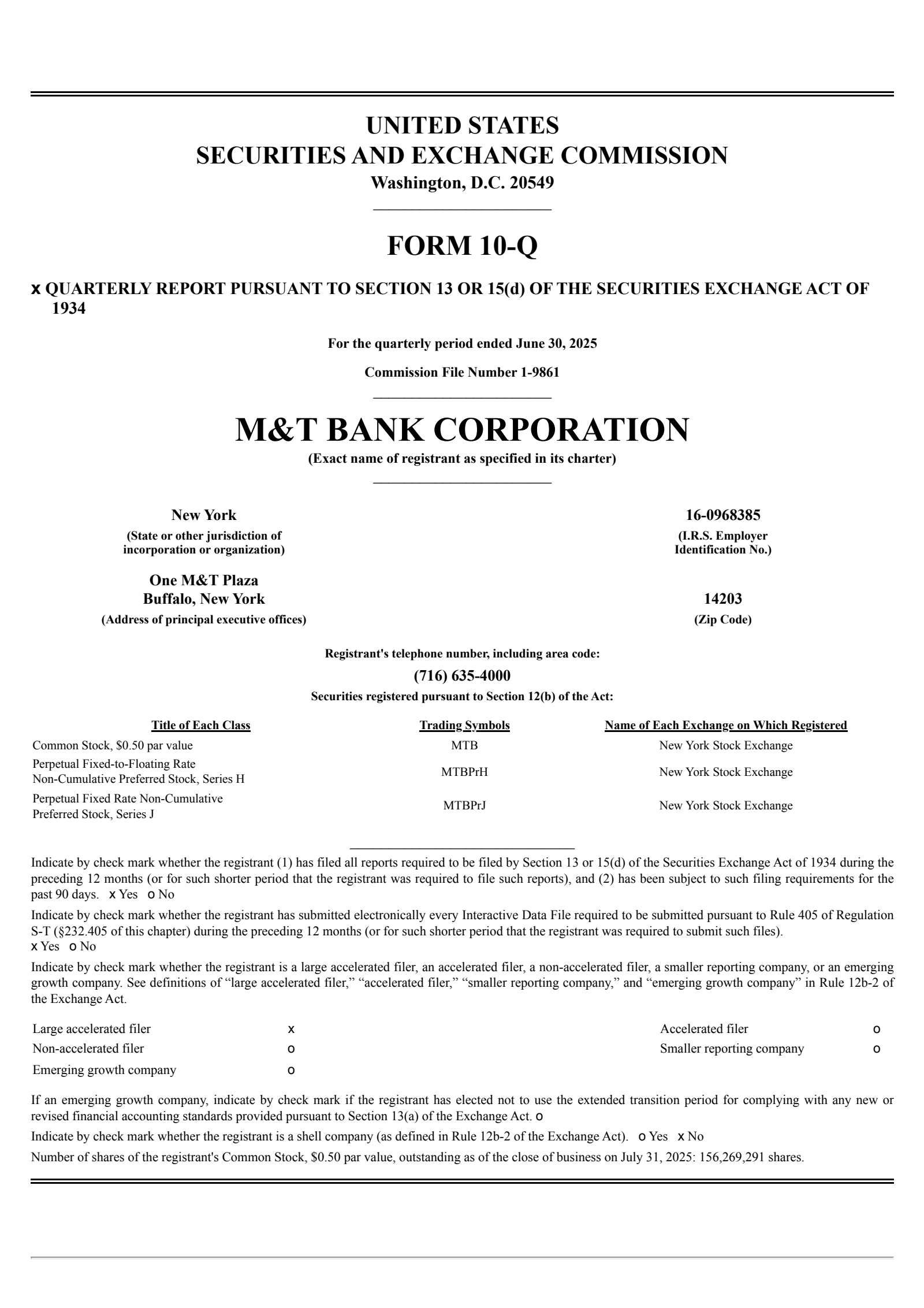 M&T Bank's Q2 2025 Quarterly report