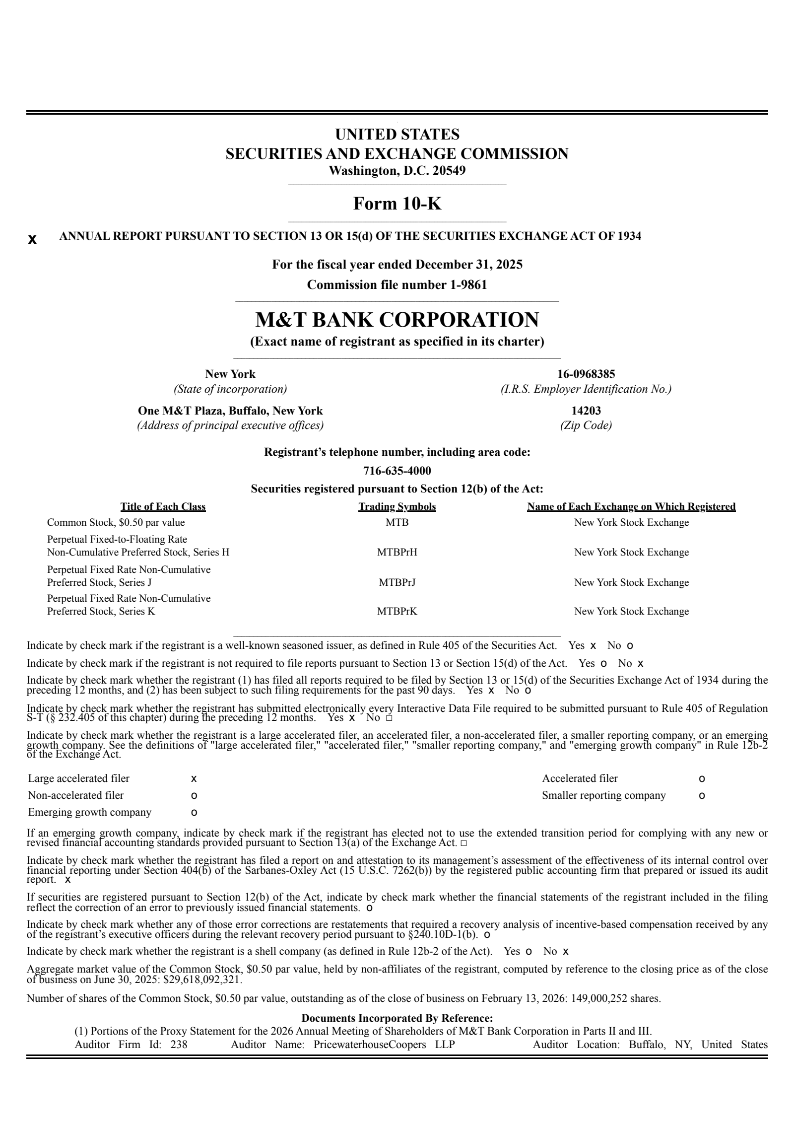 M&T Bank's Q4 2025 Annual report
