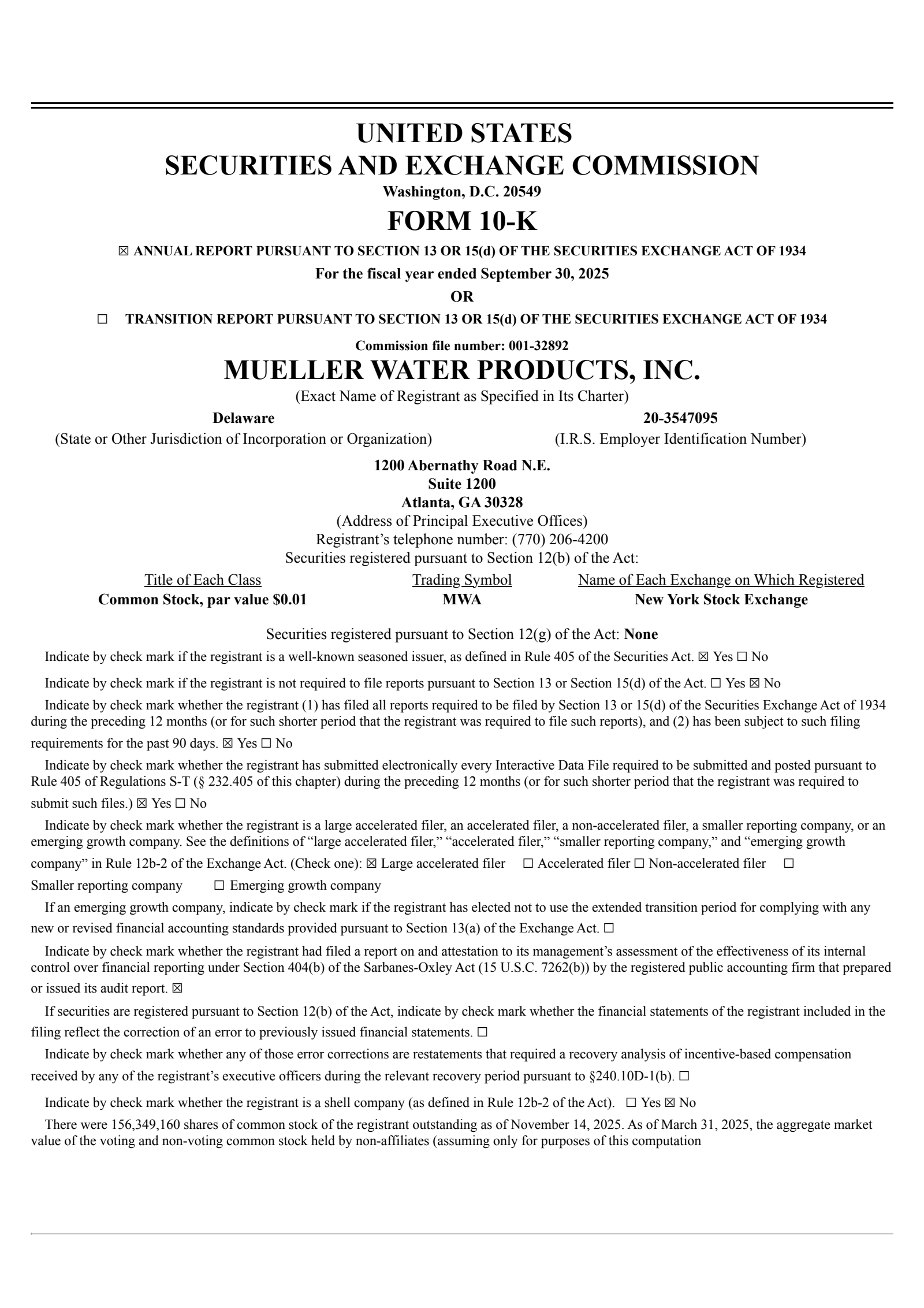 Mueller Water Products' Q4 2025 Annual Report
