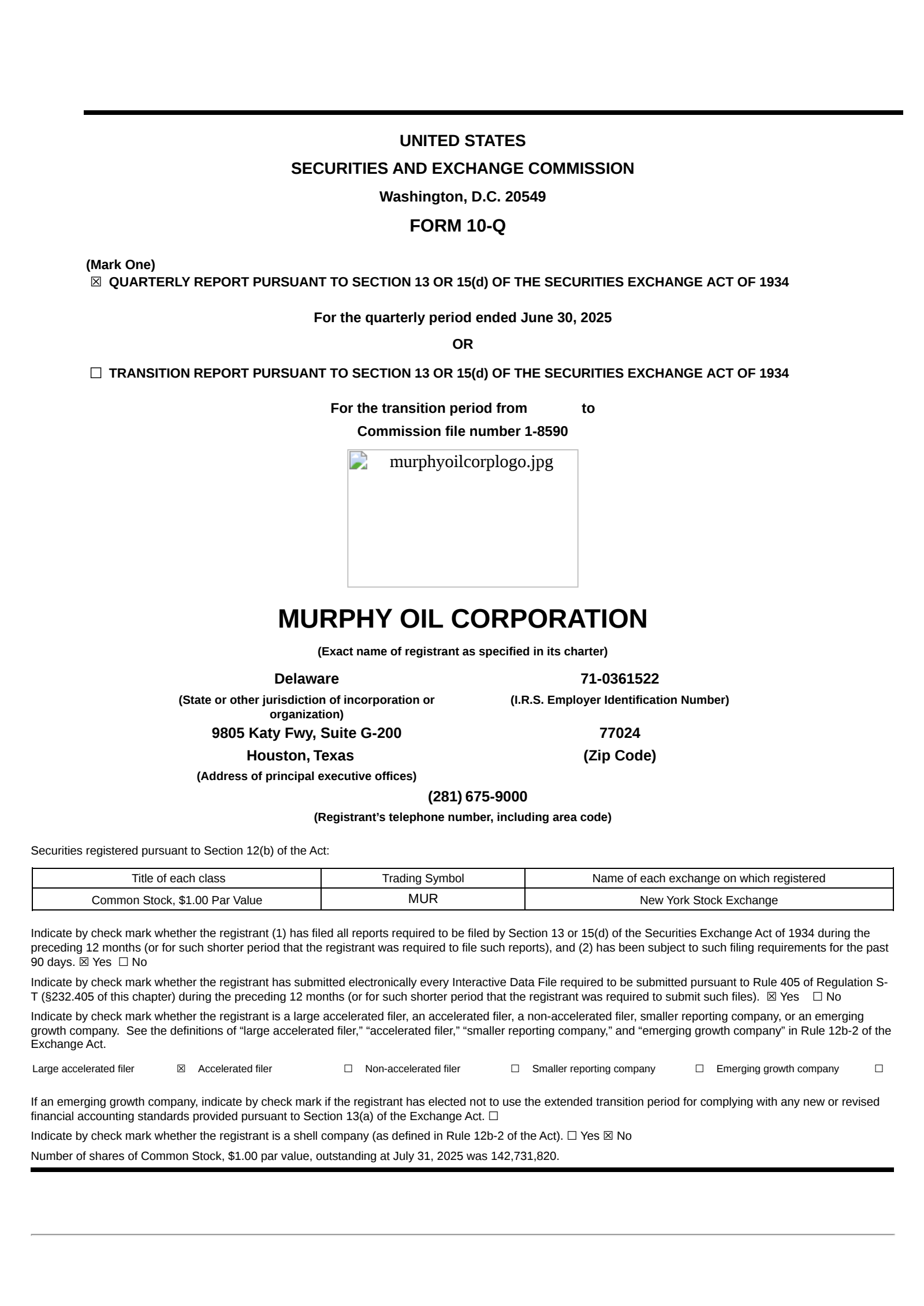 Murphy Oil's Q2 2025 Quarterly report