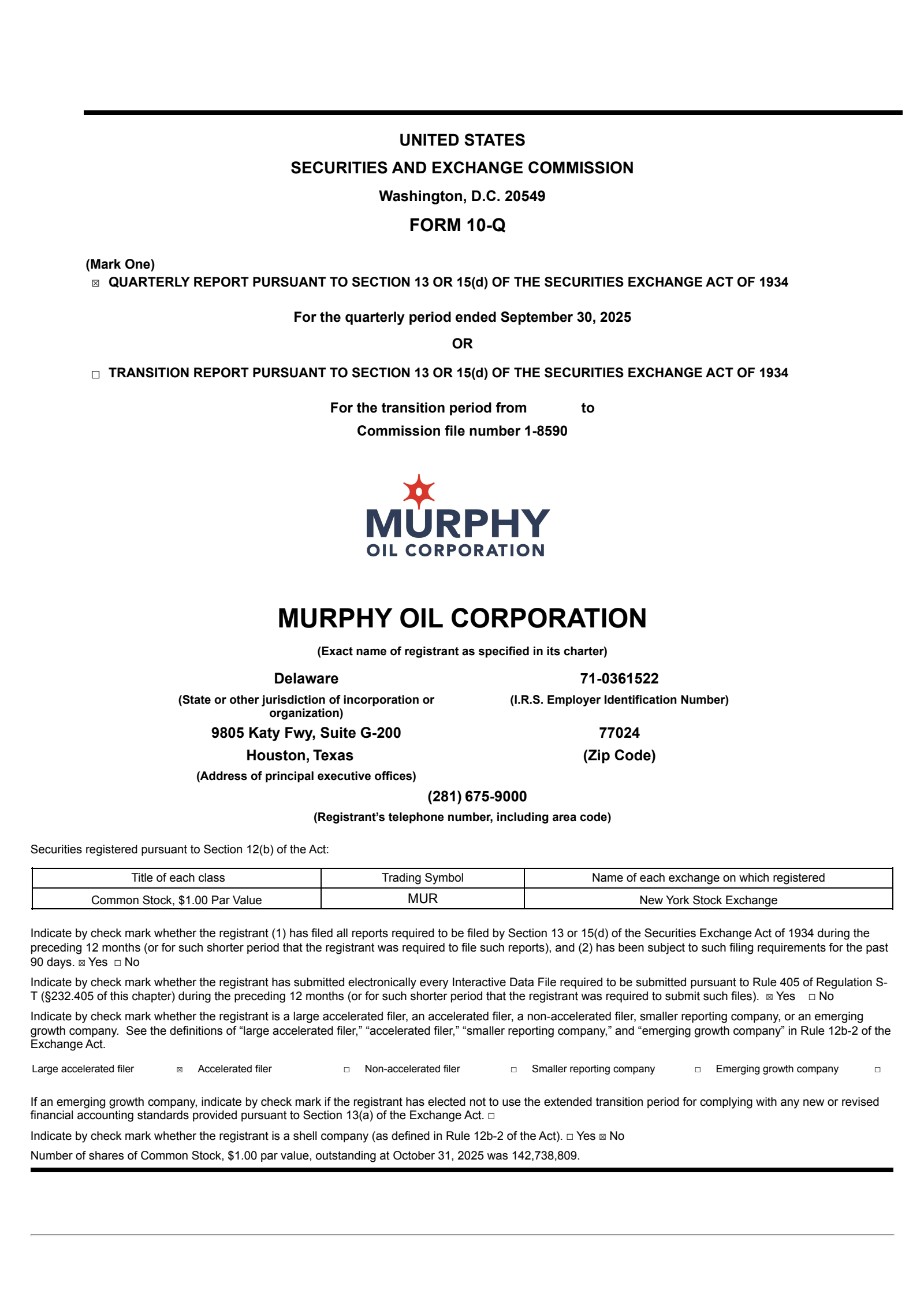 Murphy Oil's Q3 2025 Quarterly Report