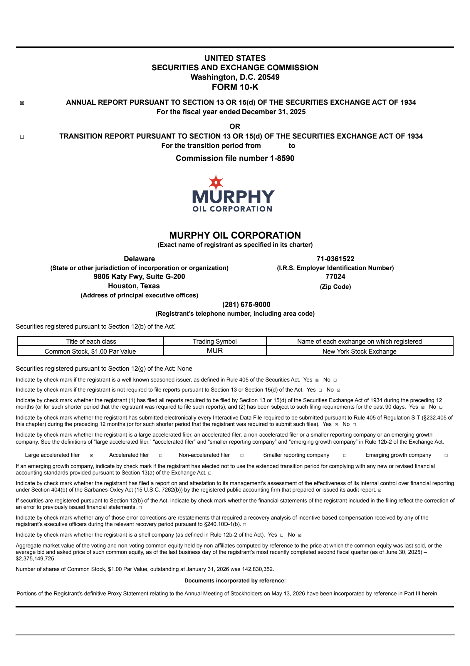 Murphy Oil's Q4 2025 Annual report