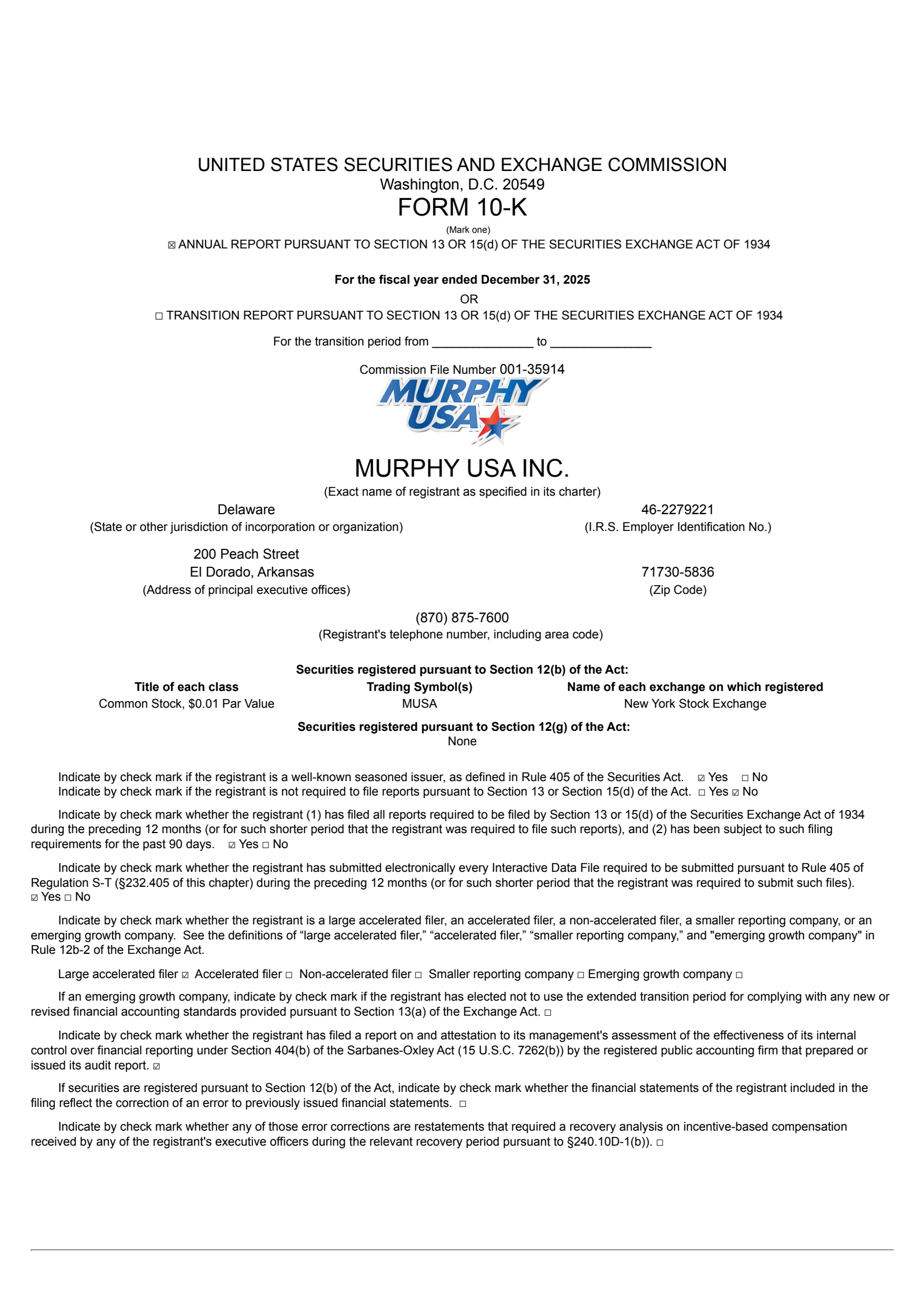 Murphy USA's Q4 2025 Annual report