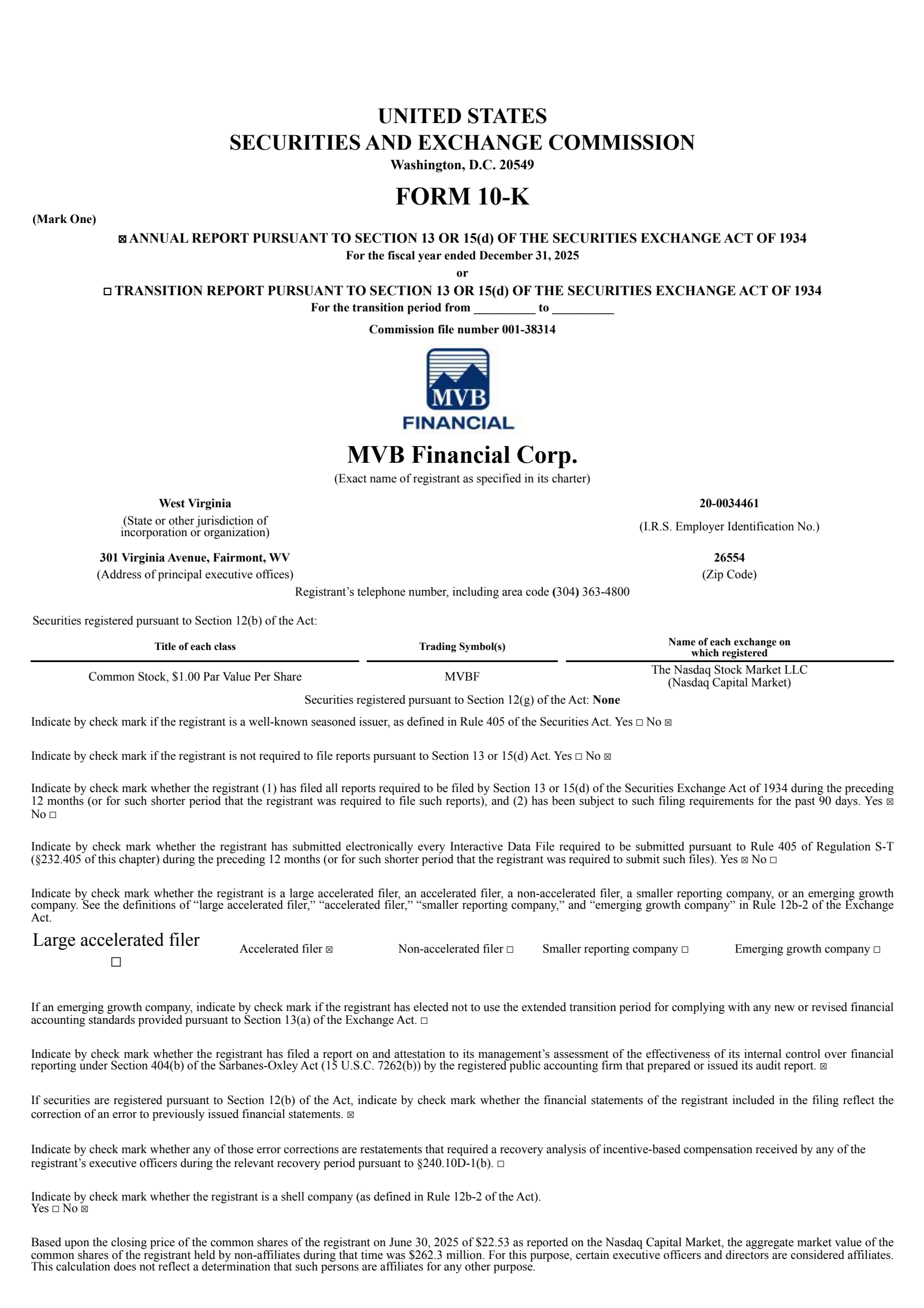 Mvb Financial's Q4 2025 Annual report