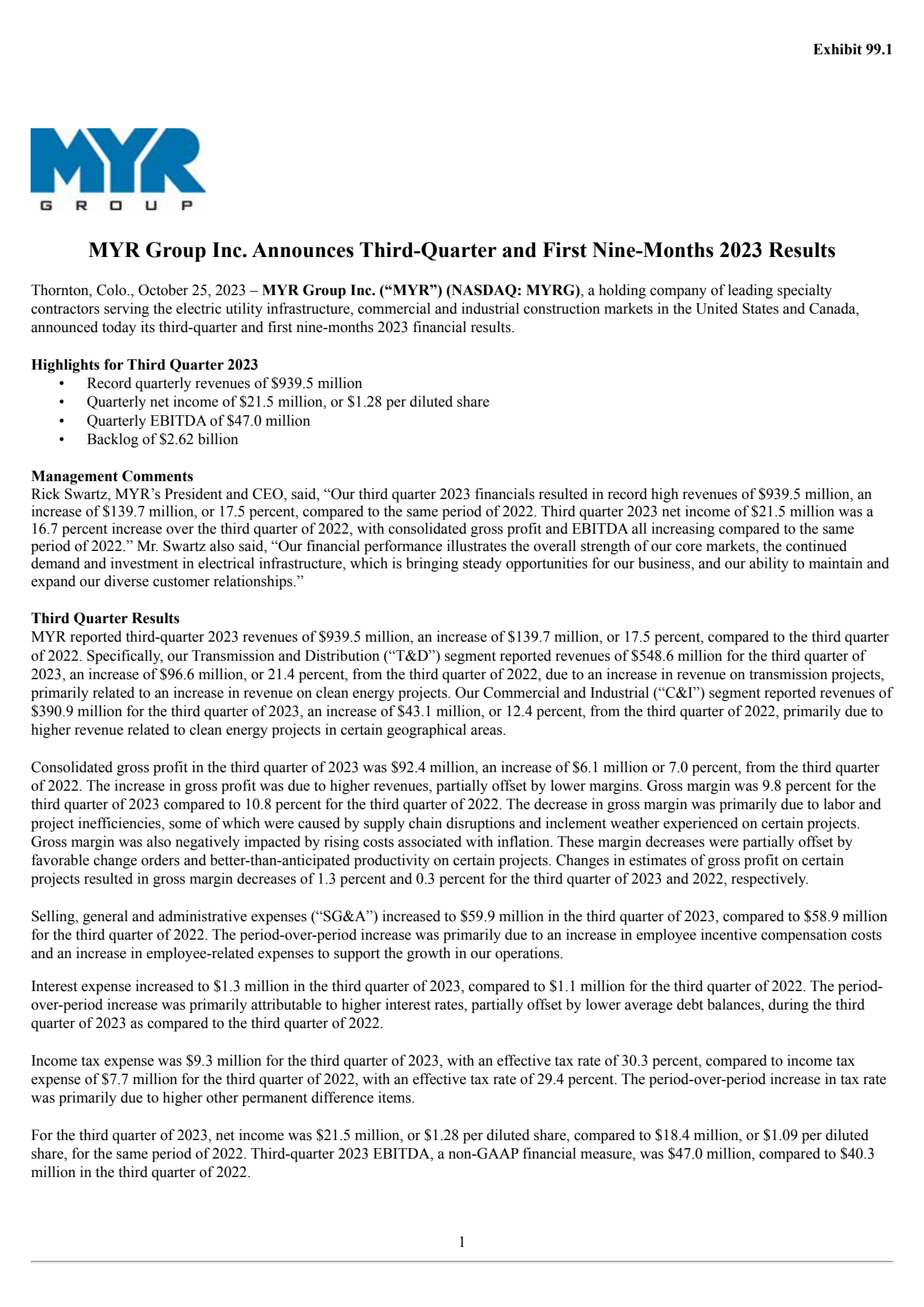 Crescent Capital BDC's Q3 2023 Press Release