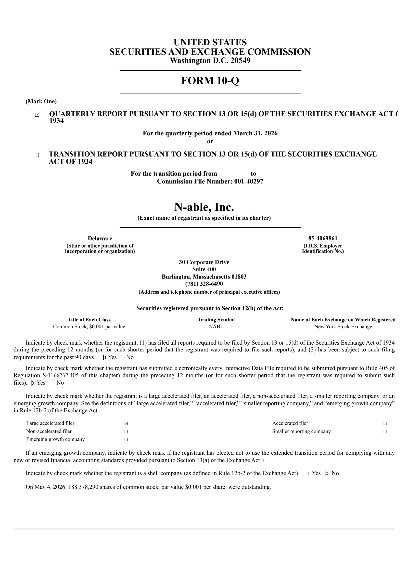 N-able's Q1 2026 Quarterly report