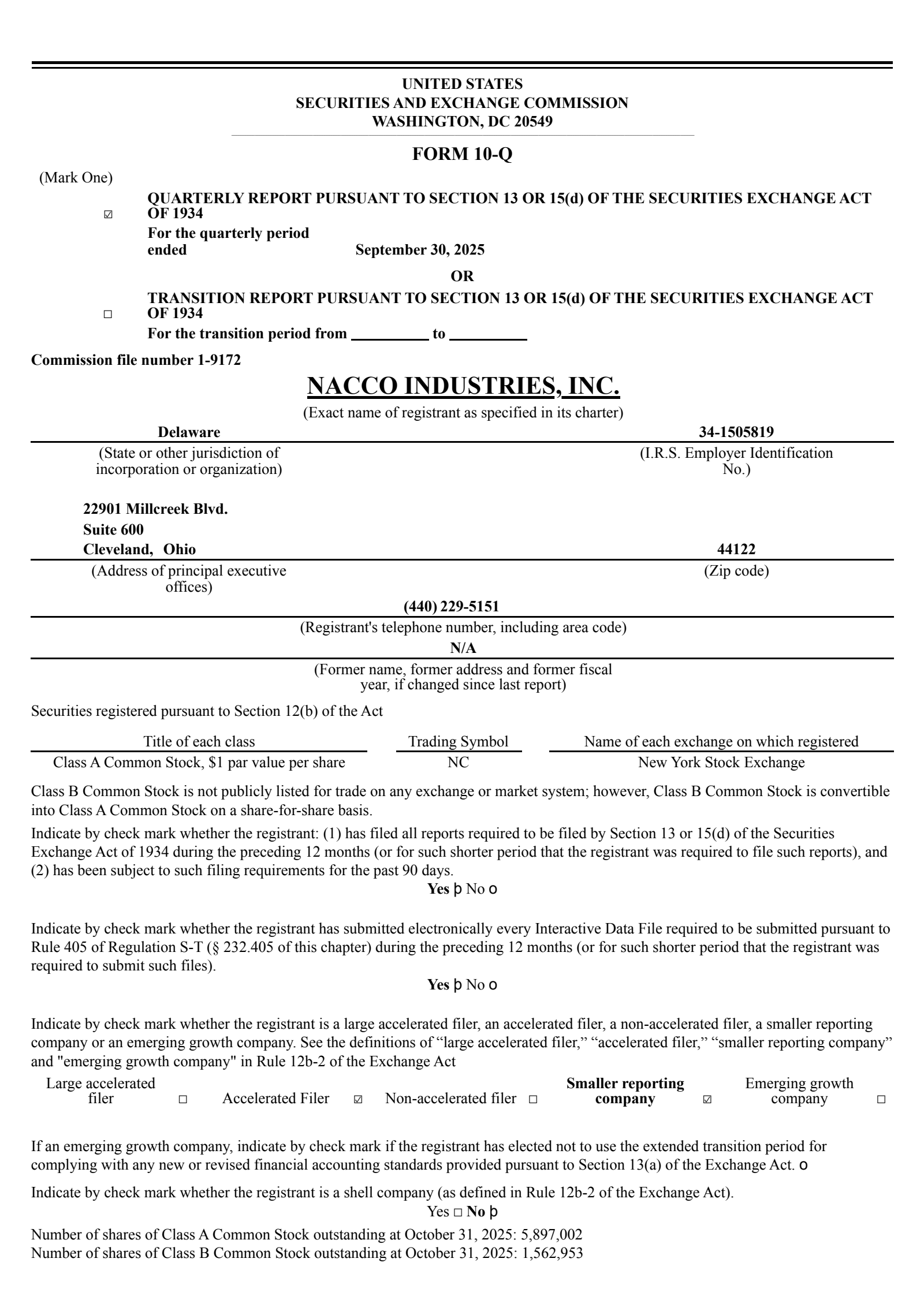 NACCO Industries' Q3 2025 Quarterly Report