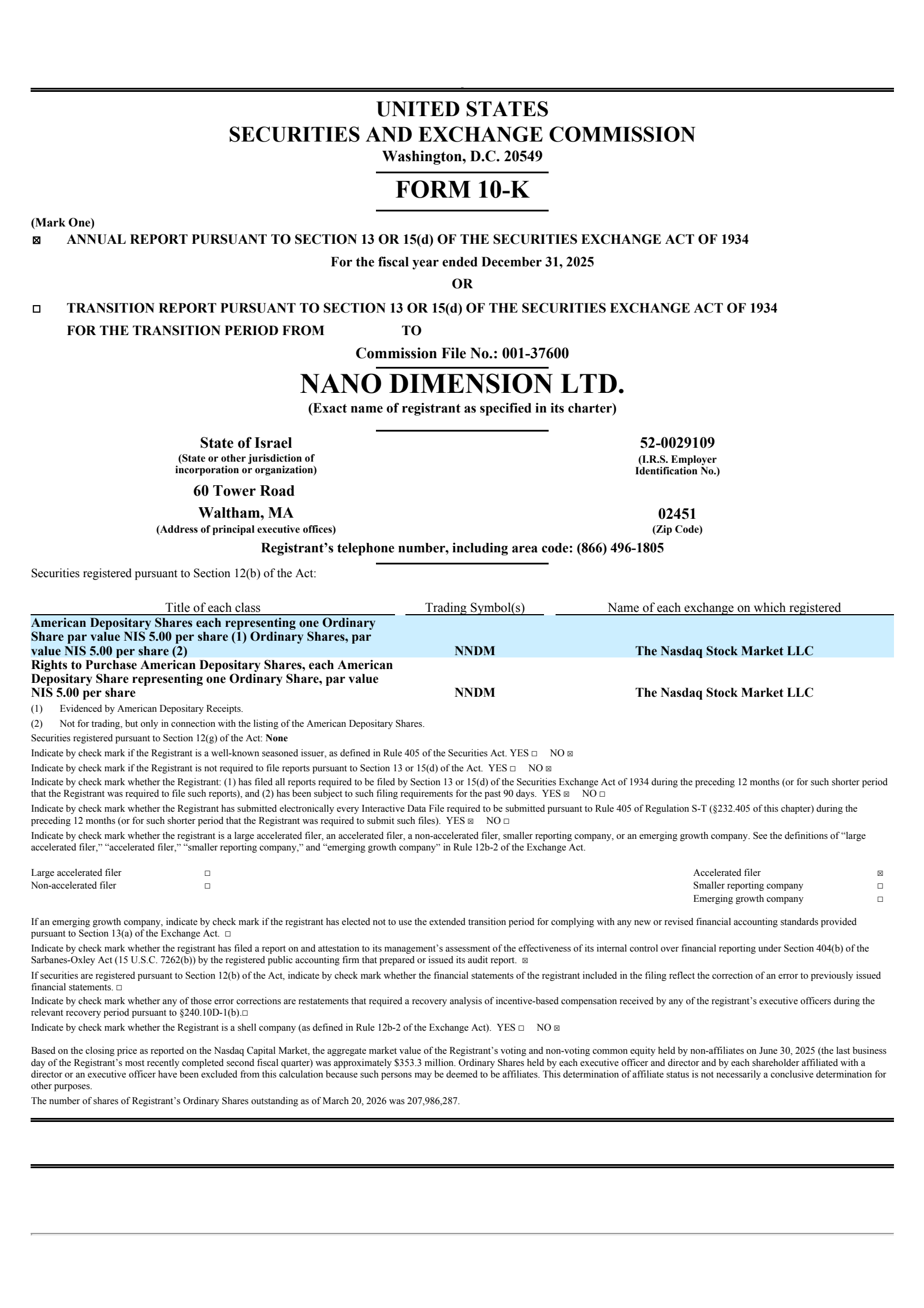 Nano Dimension's Q4 2025 Annual report