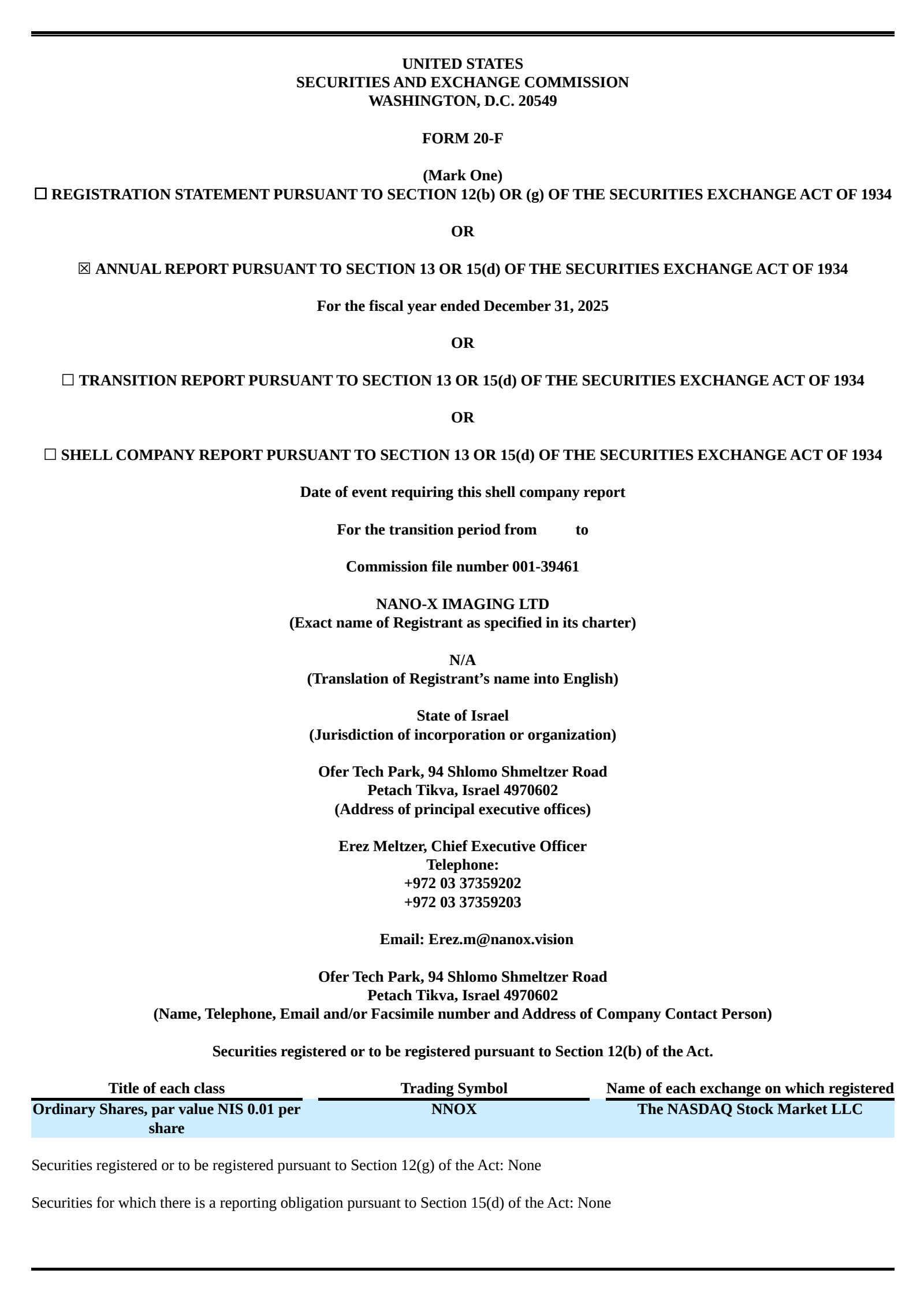 Nano-X Imaging's Q4 2025 Annual report