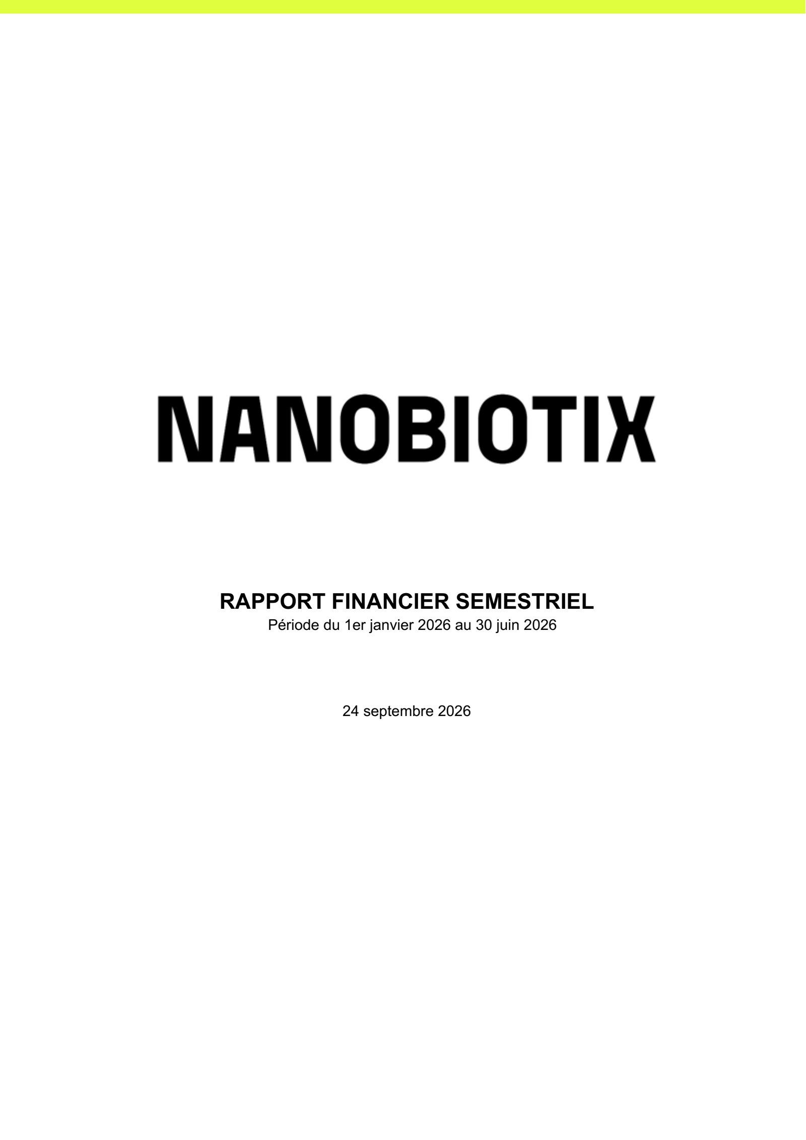 Nanobiotix's H1 2026 Interim report