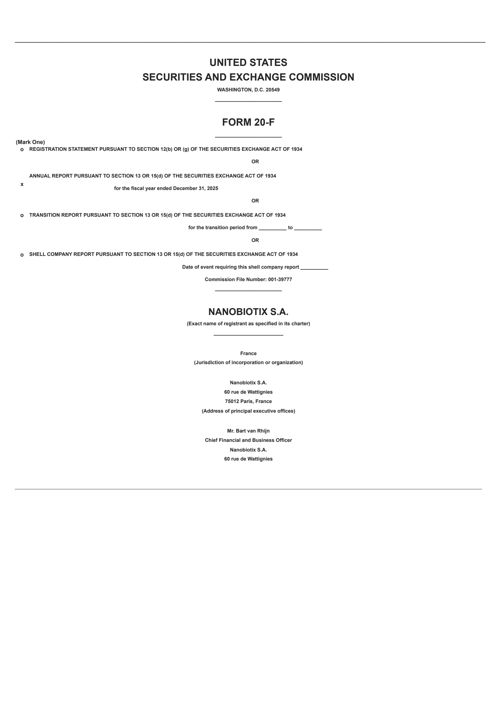 Nanobiotix's H2 2025 Annual report