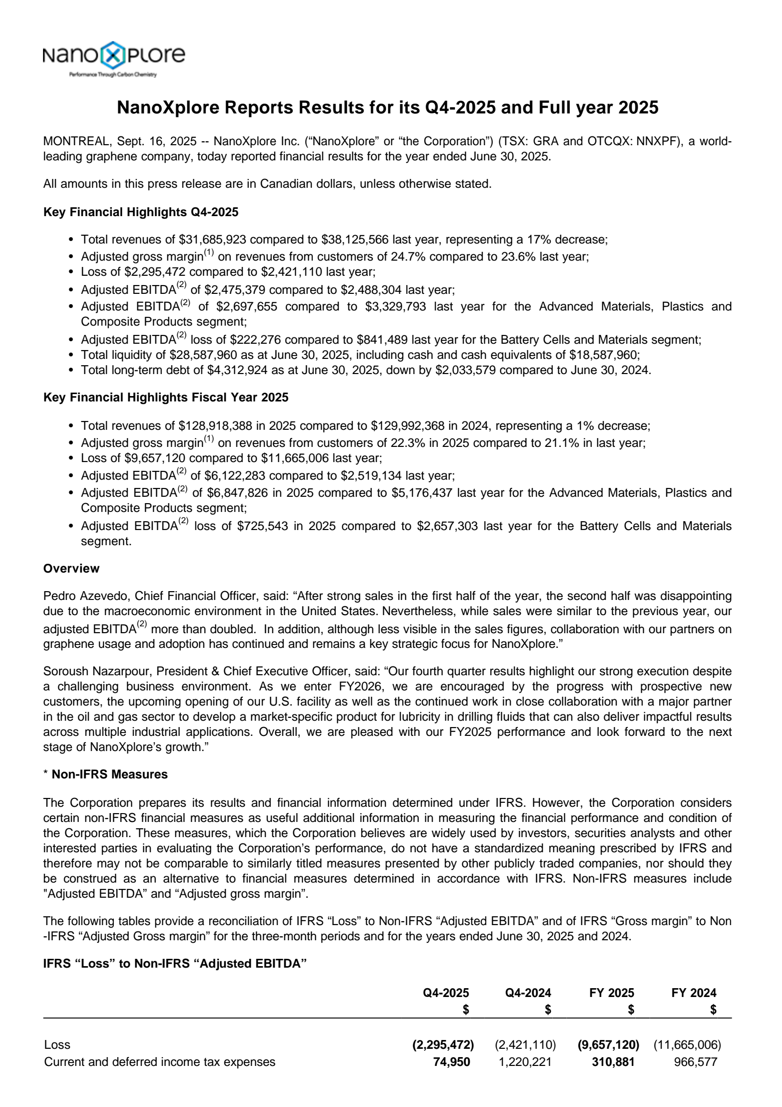 NanoXplore's Q4 2025 Earnings Release