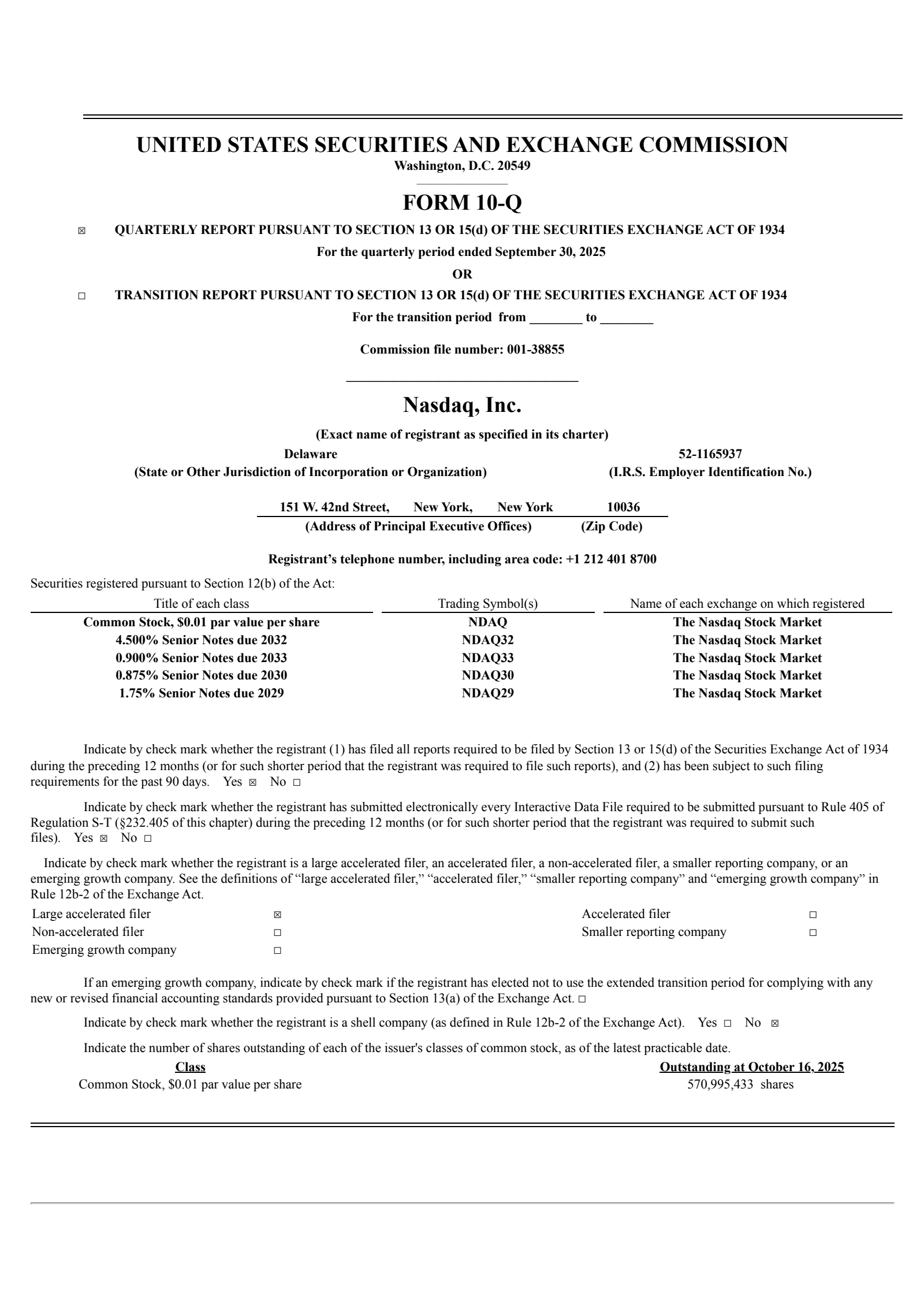 Nasdaq's Q3 2025 Quarterly Report