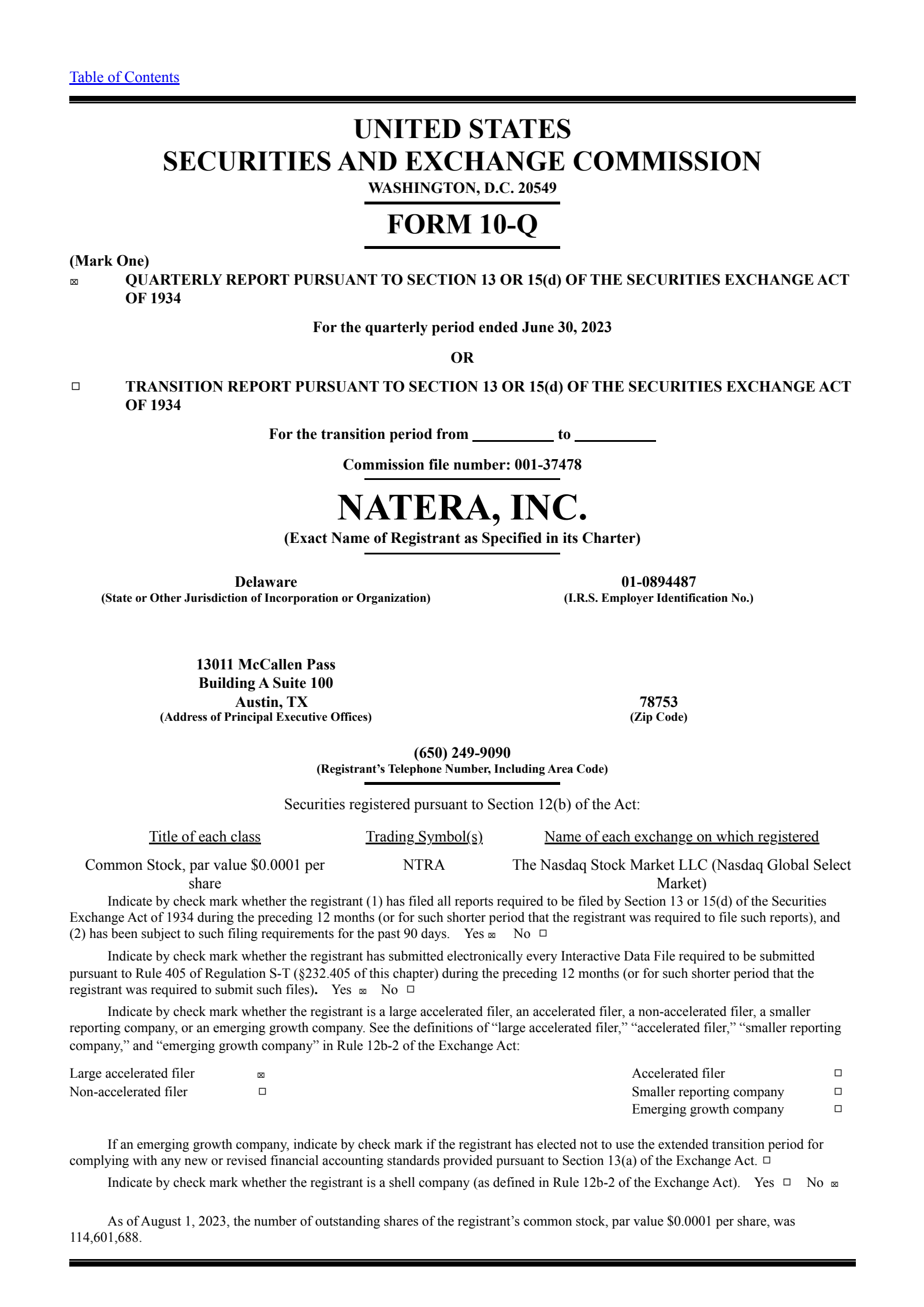 Natera Income Form.pdf NTRA Q2 2023 Earnings Report on 8/3/2023