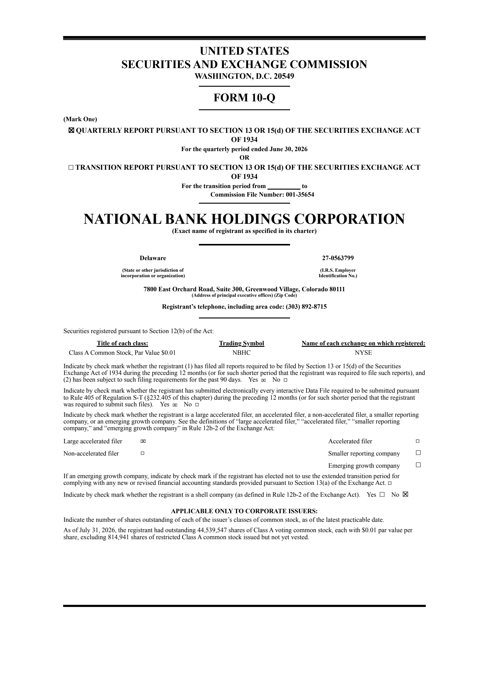 National Bank's Q2 2026 Quarterly report