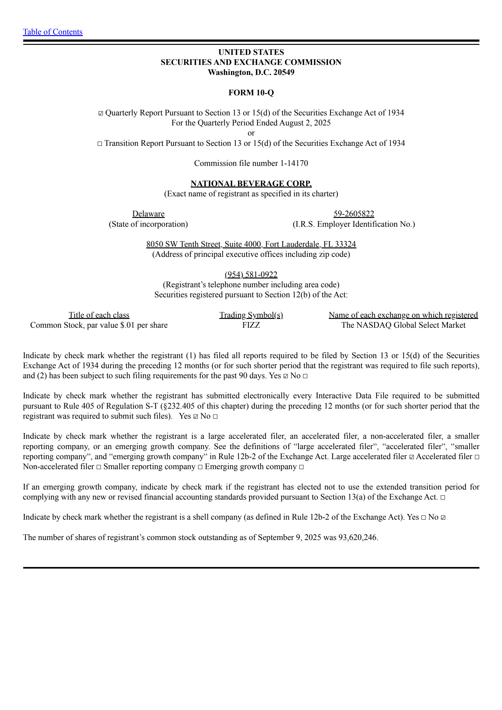 National Beverage's Q1 2026 Quarterly Report