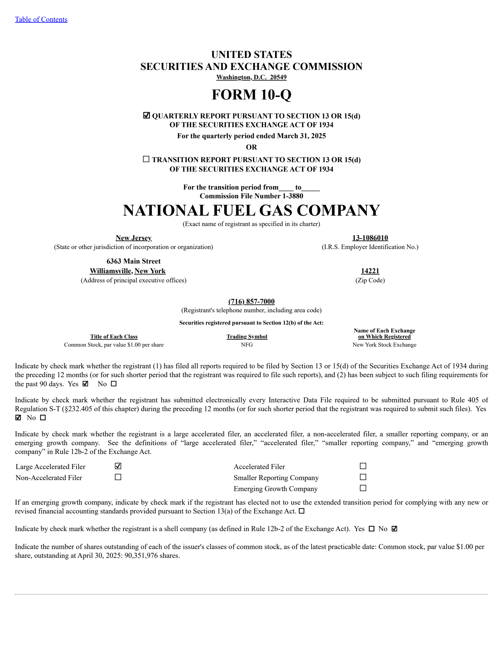 National Fuel Gas' Q2 2025 Quarterly Report