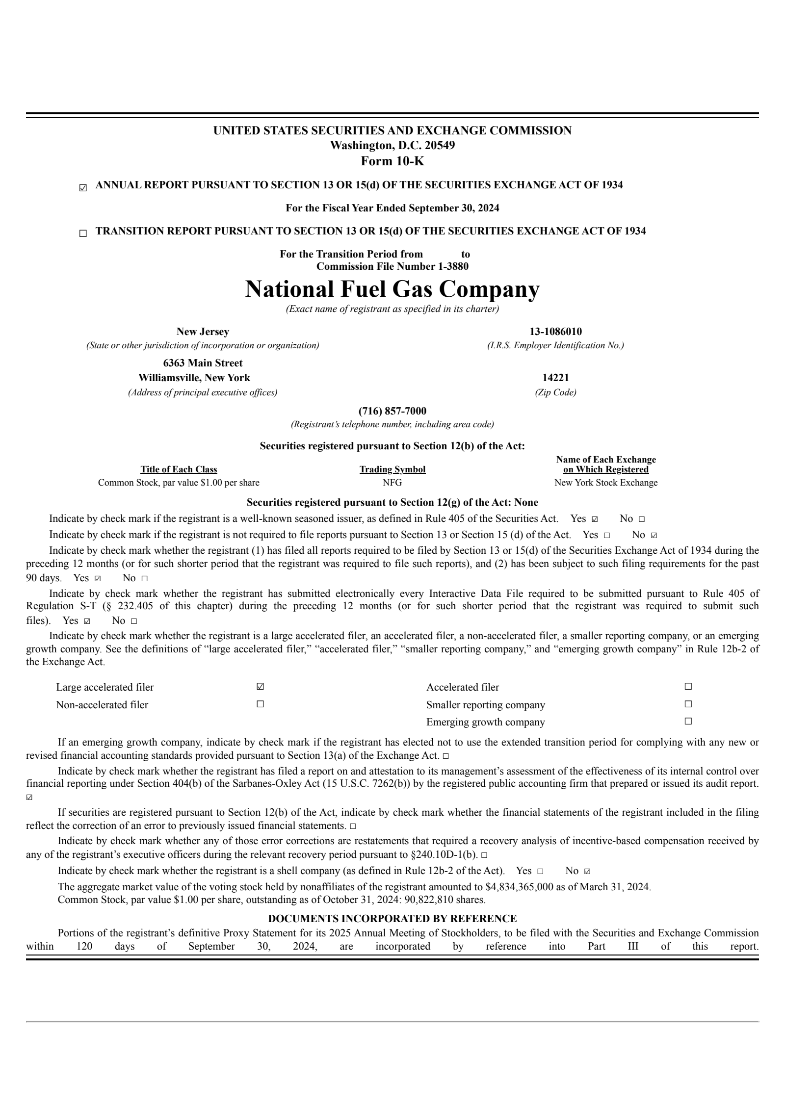 National Fuel Gas' Q4 2024 Annual report
