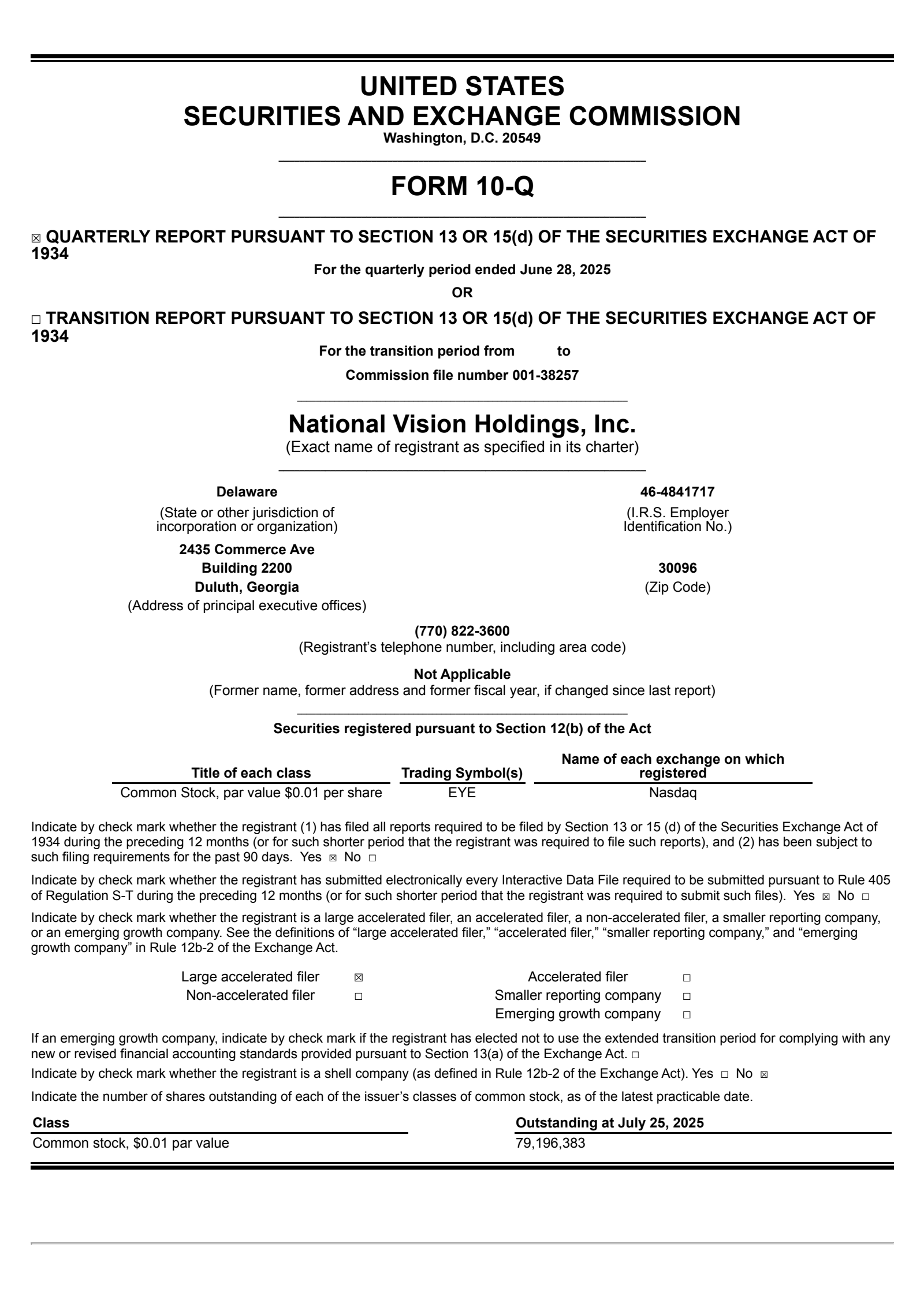 National Vision's Q2 2025 Quarterly report