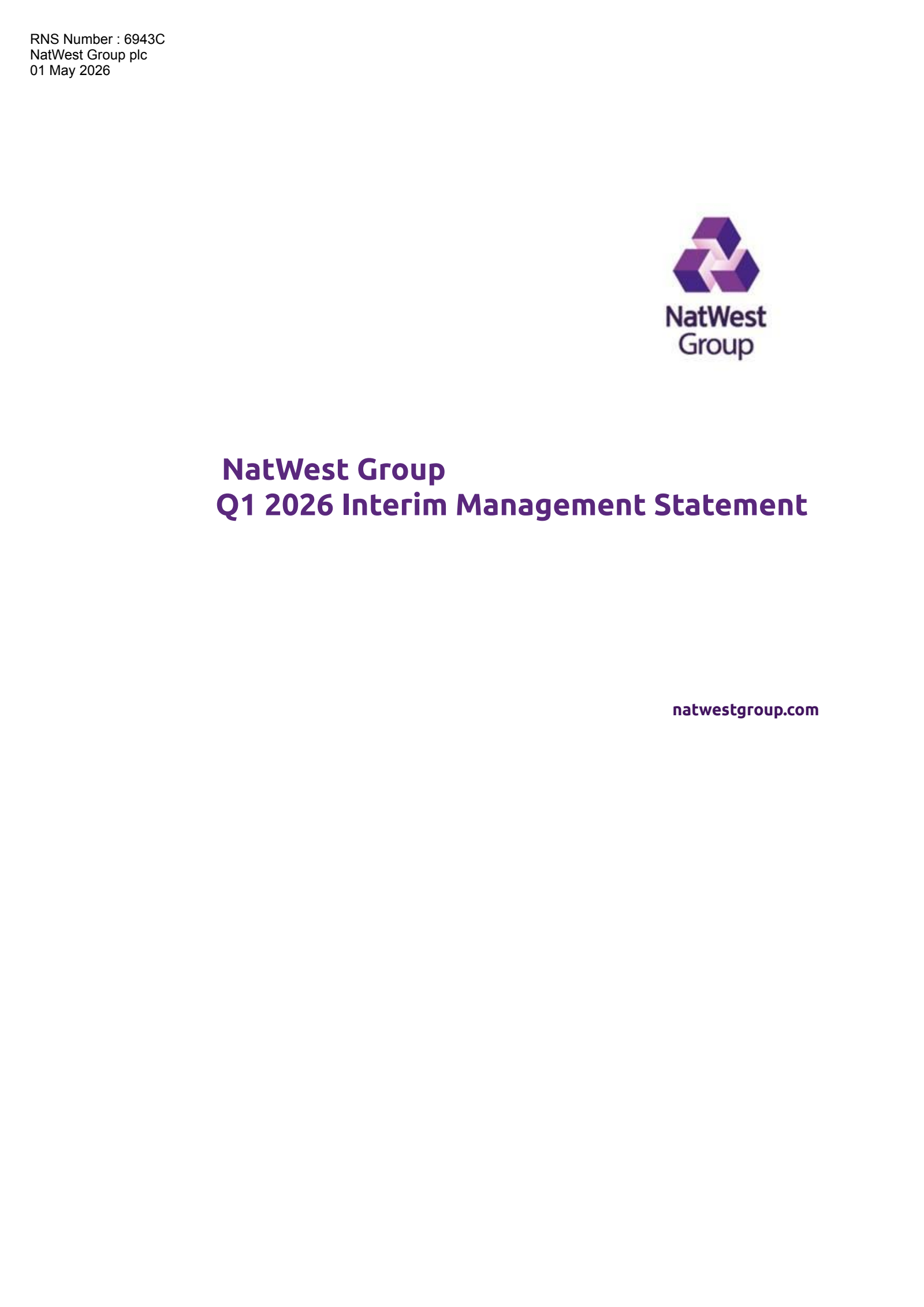 NatWest Group's Q1 2026 Interim report