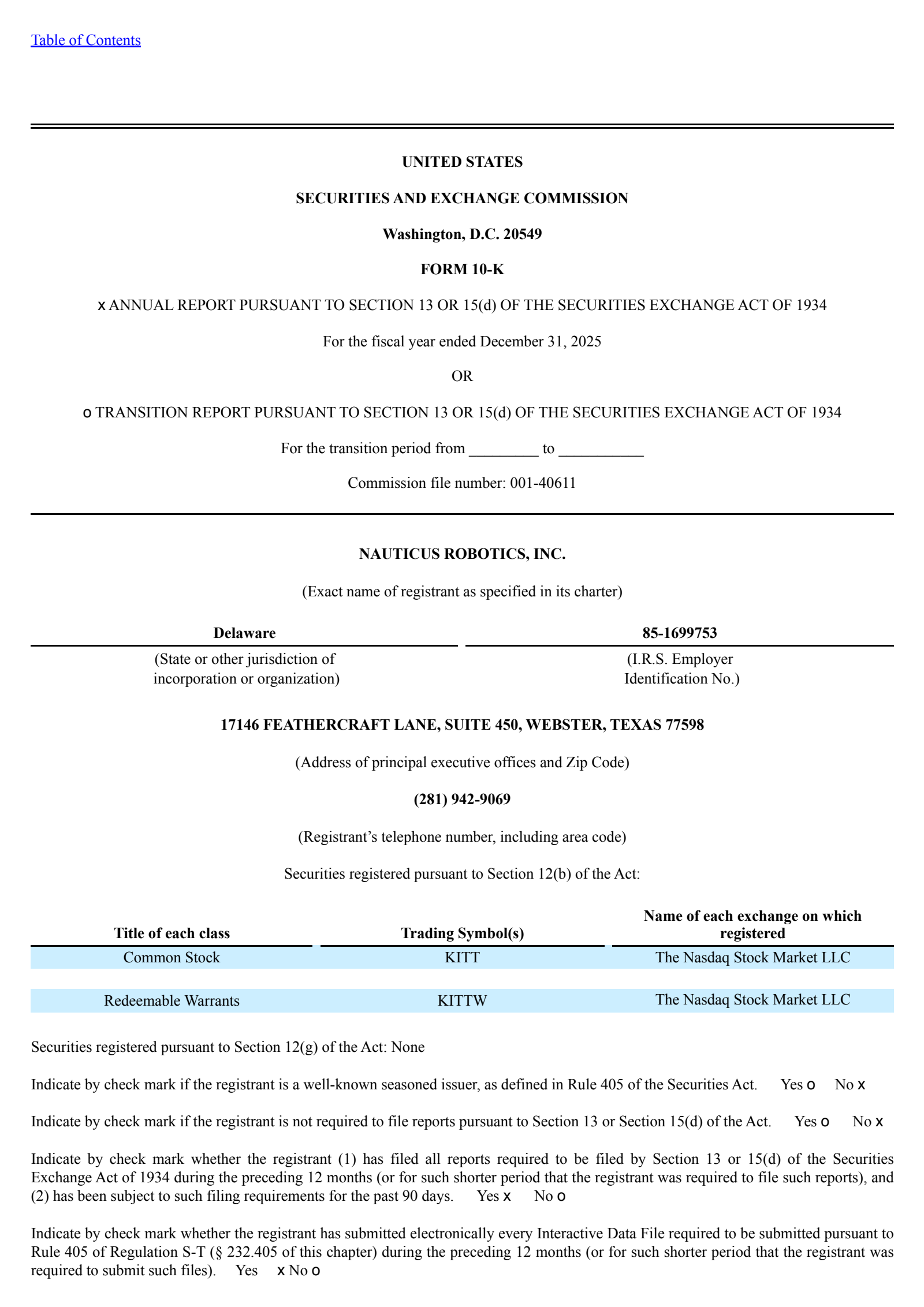 Nauticus Robotics' Q4 2025 Annual report