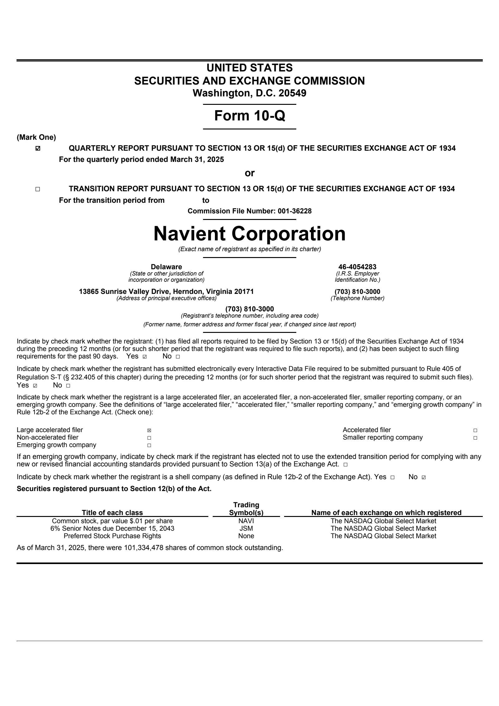 Navient Co. SR NT 6% 121543's Q1 2025 Quarterly report