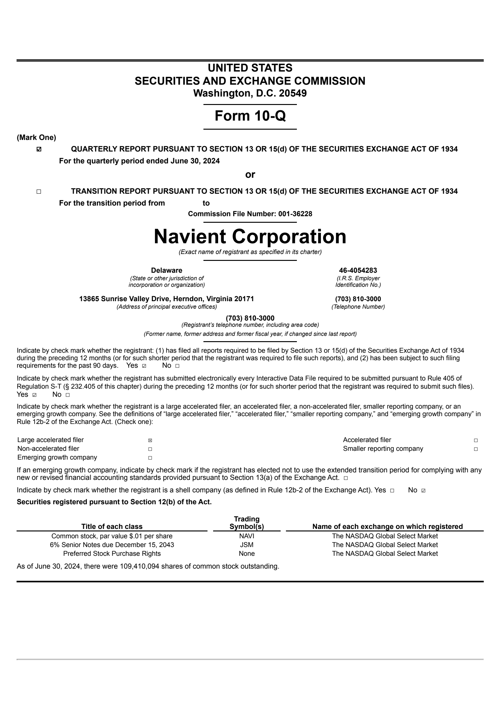 Navient Co. SR NT 6% 121543's Q2 2024 Quarterly report