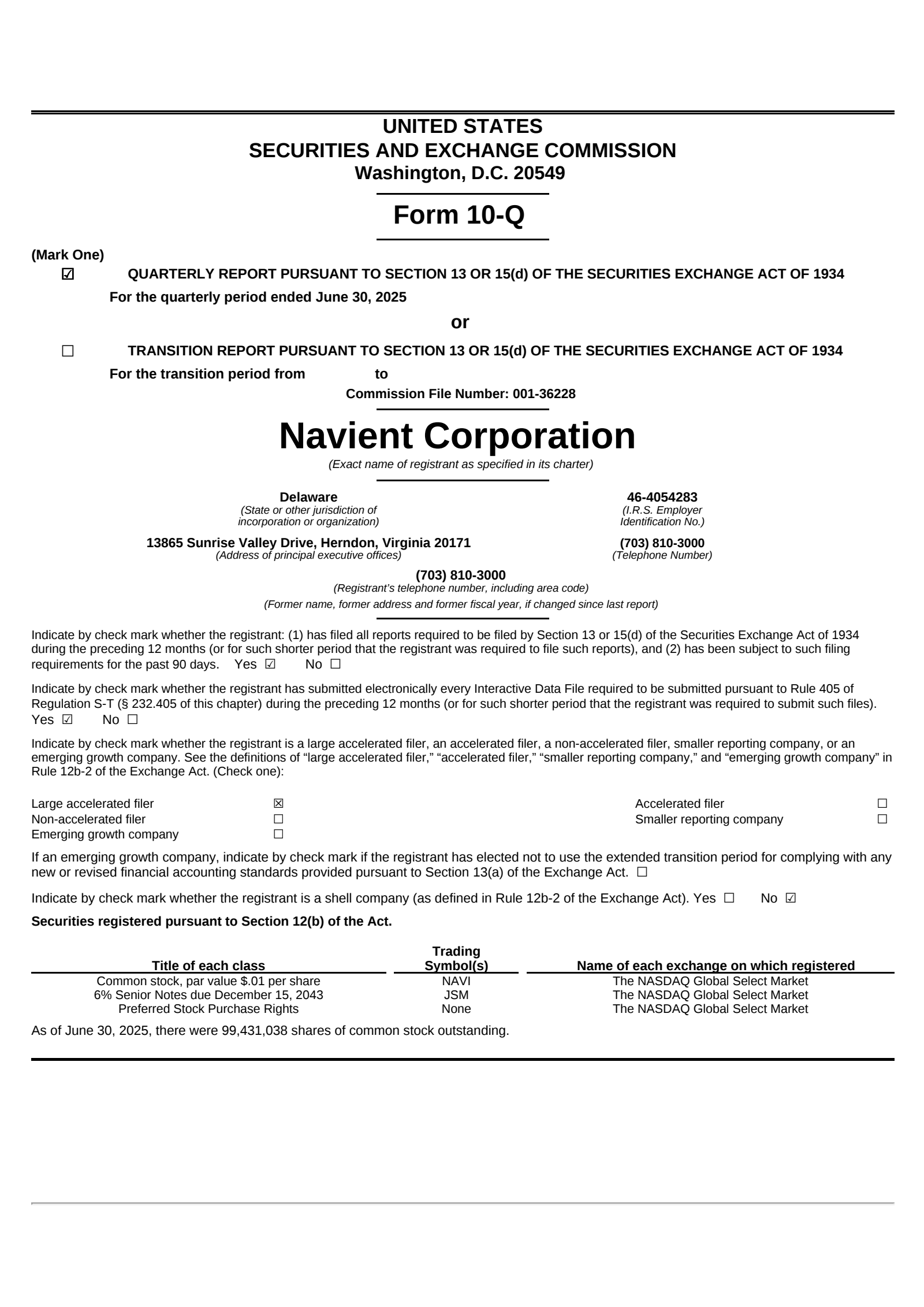 Navient Co. SR NT 6% 121543's Q2 2025 Quarterly report