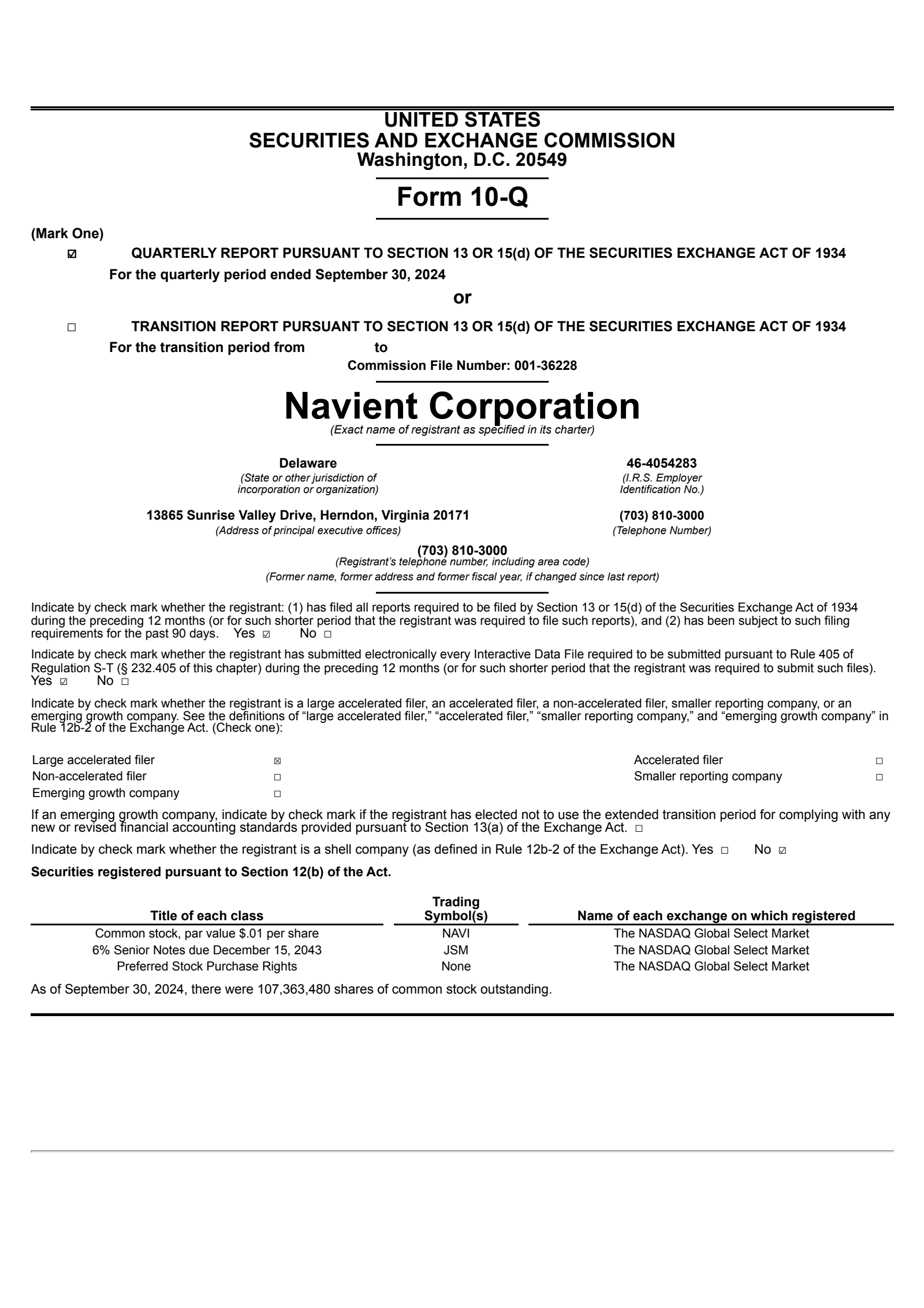 Navient Co. SR NT 6% 121543's Q3 2024 Quarterly report