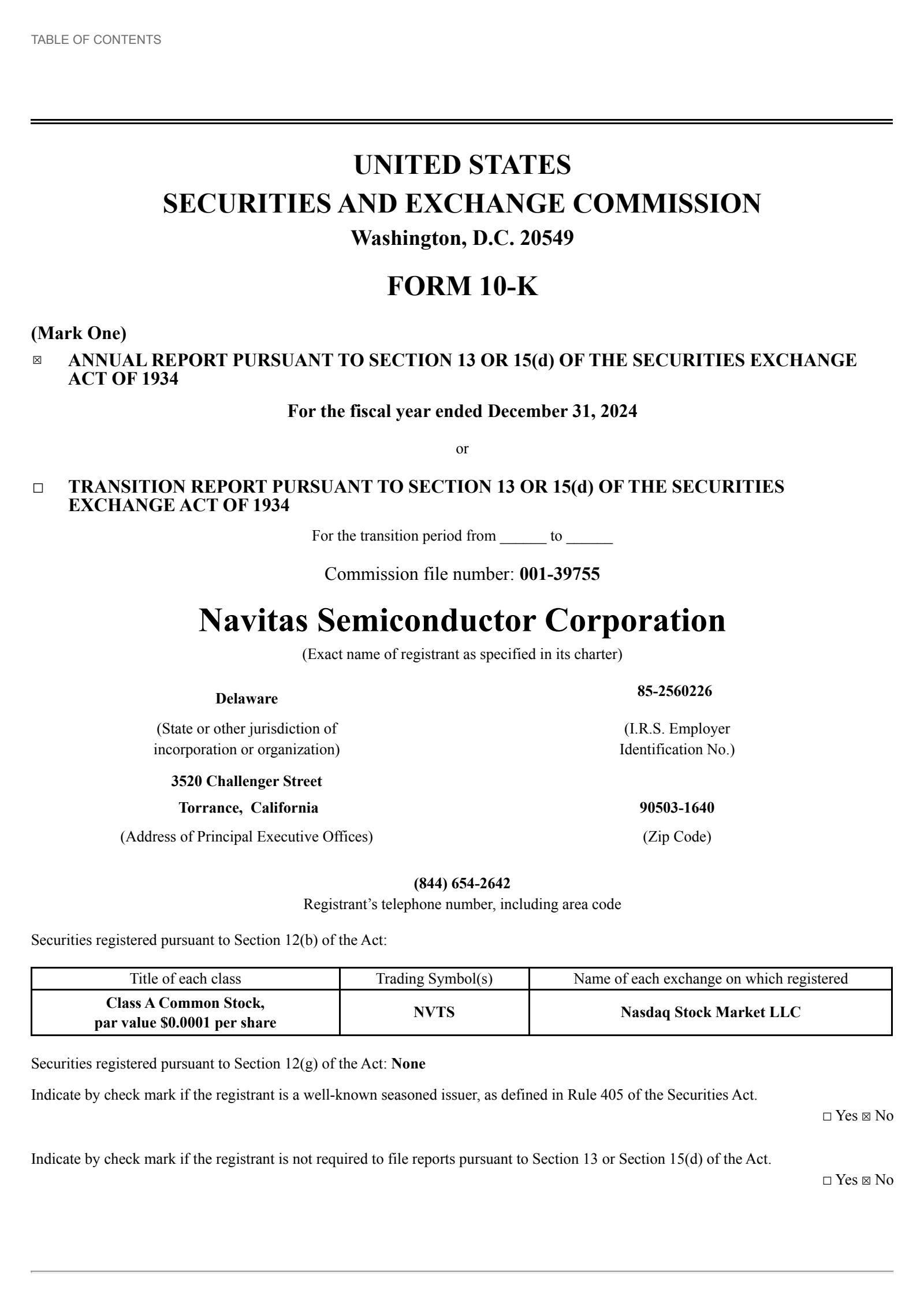 Navitas Semiconductor's Q4 2024 Annual report