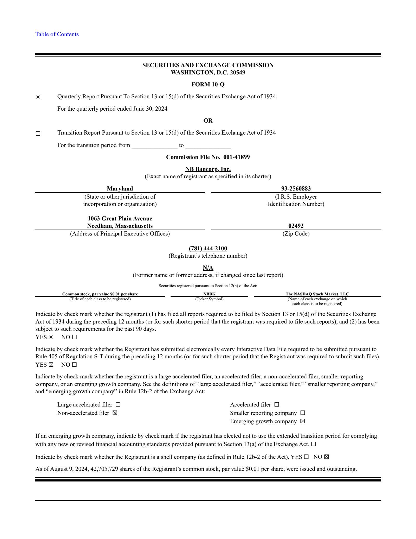 NB Bancorp's Q2 2024 Quarterly Report