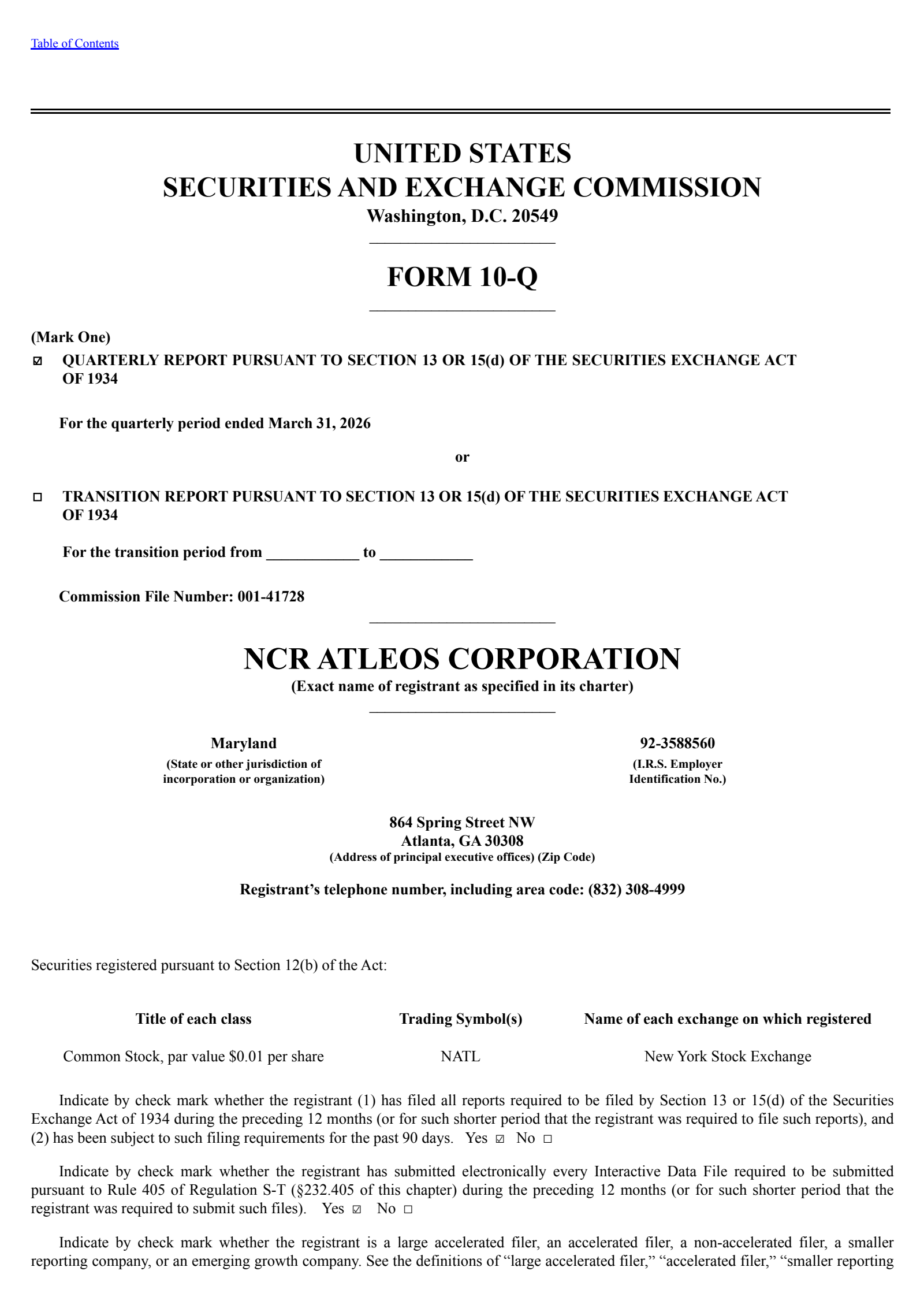 NCR Atleos' Q1 2026 Quarterly report