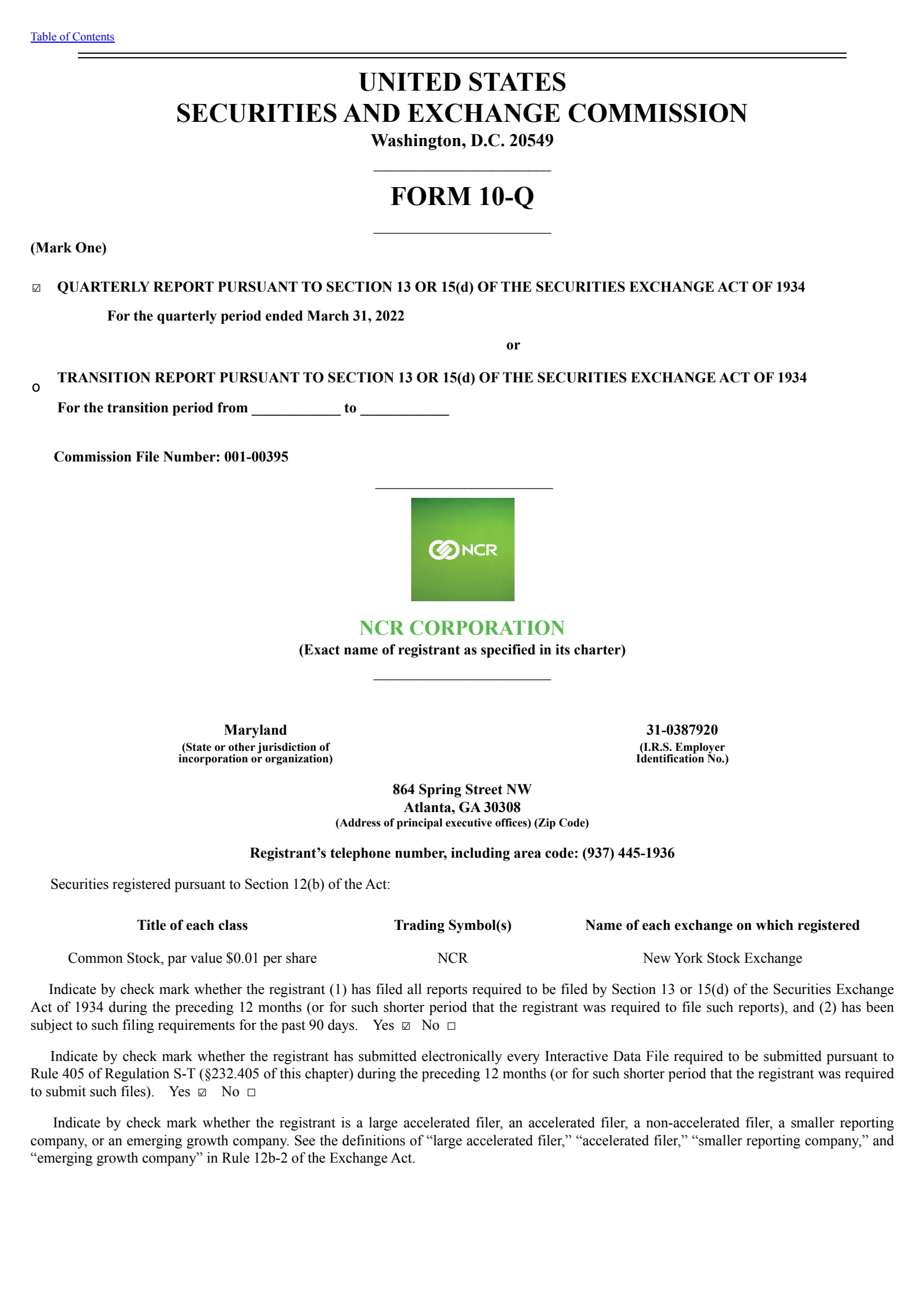 NCR Voyix's Q1 2022 Quarterly report
