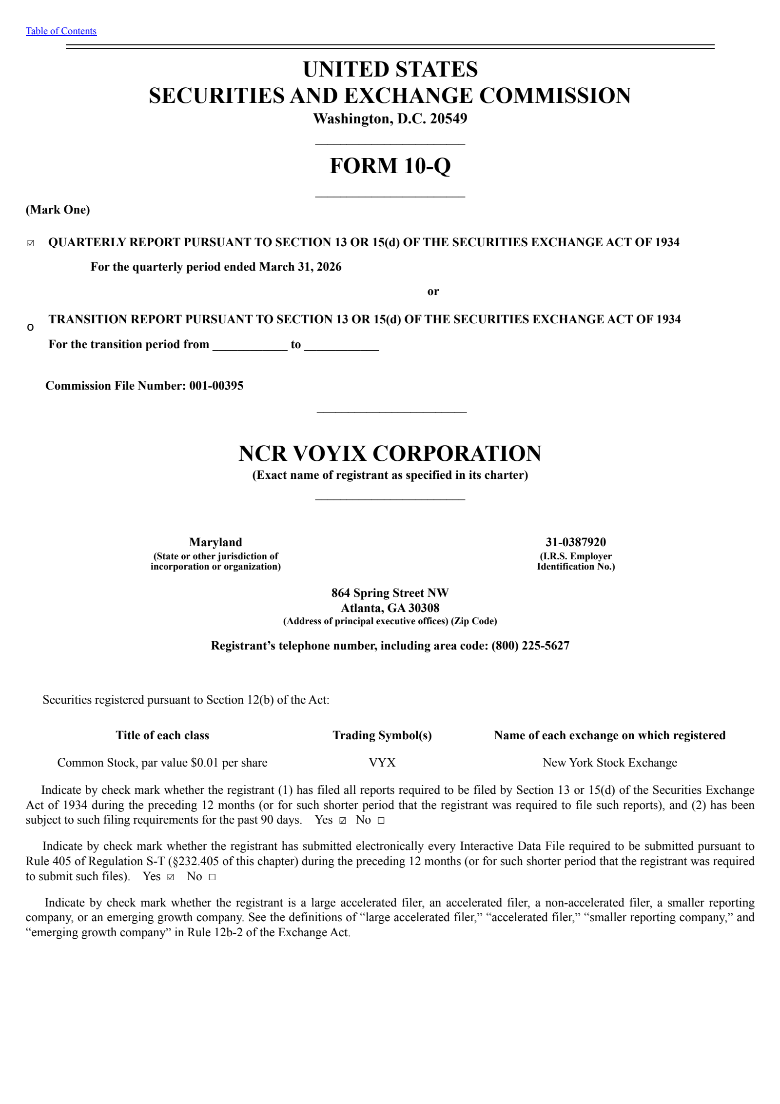 NCR Voyix's Q1 2026 Quarterly report