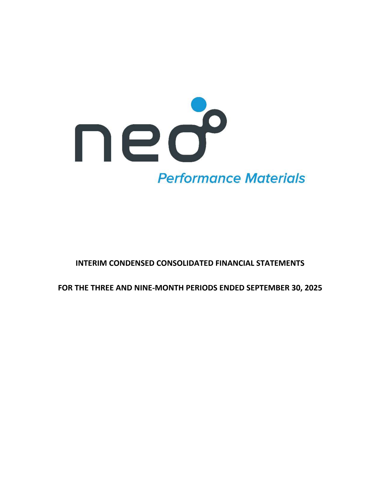 Neo Performance Materials' Q3 2025 Interim report
