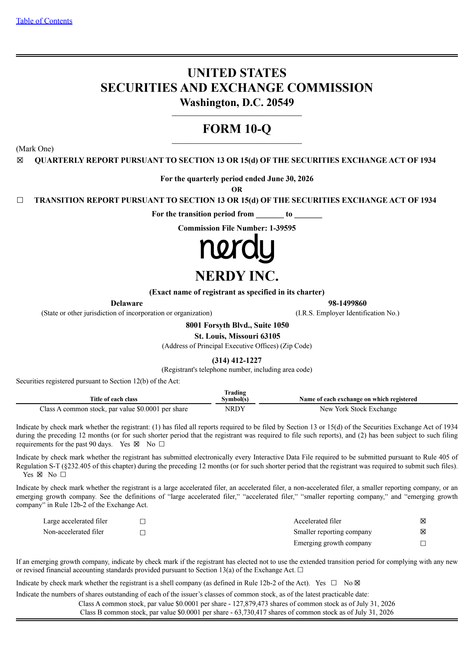 Nerdy's Q2 2026 Quarterly report