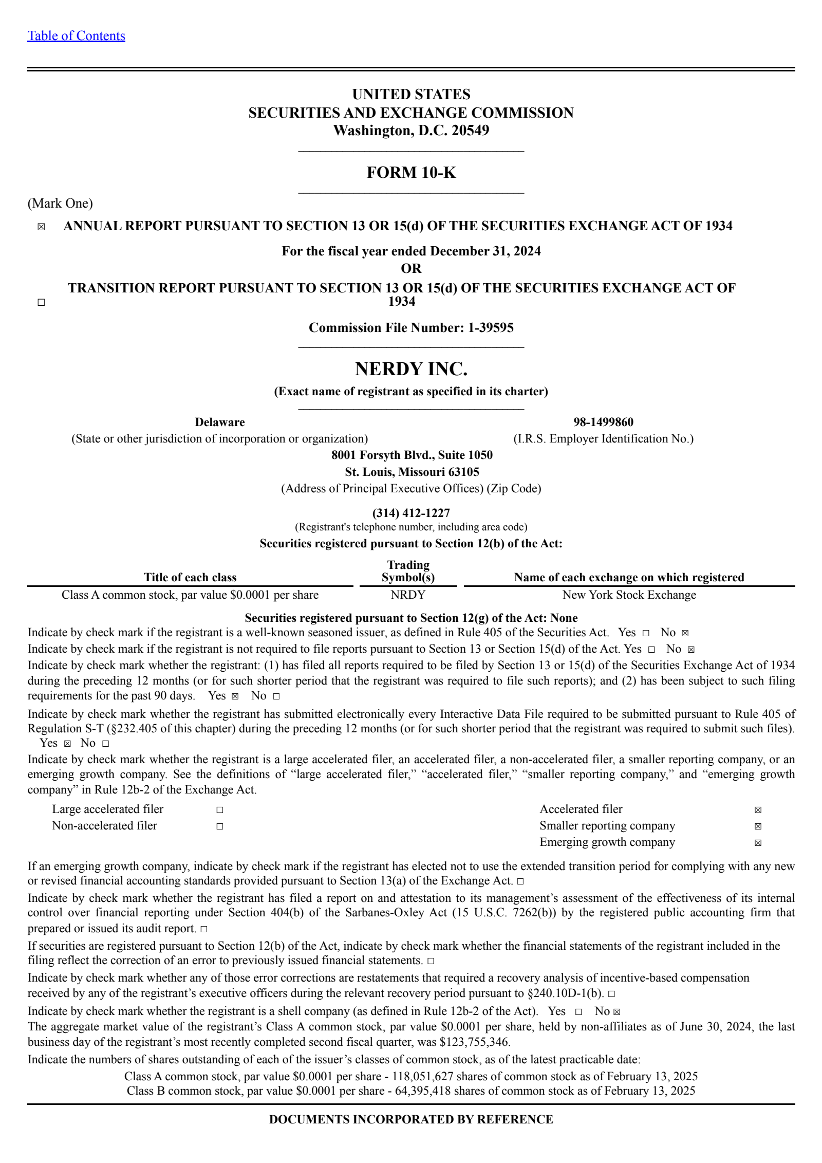 Nerdy's Q4 2024 Annual report