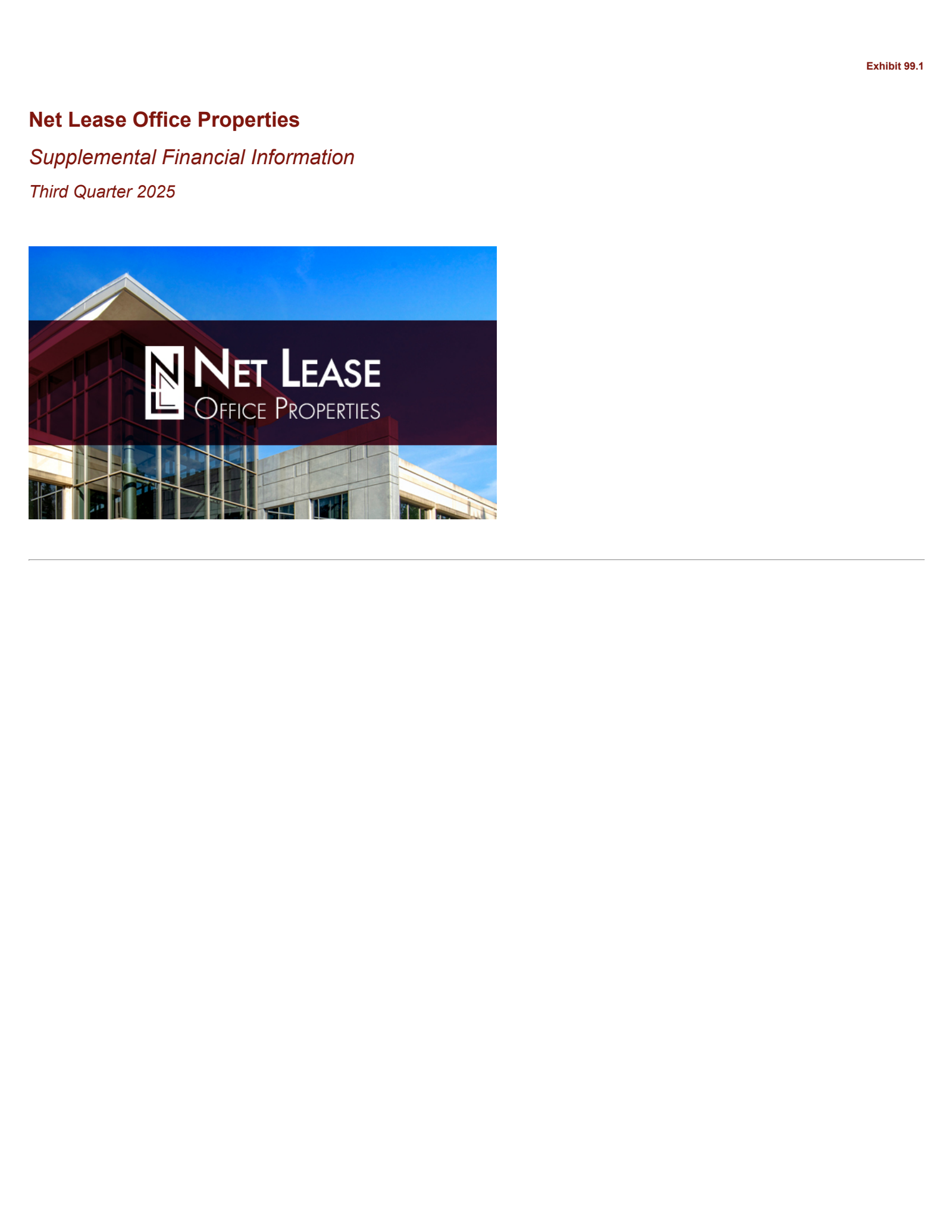 Net Lease Office Properties' Q3 2025 Earnings Release