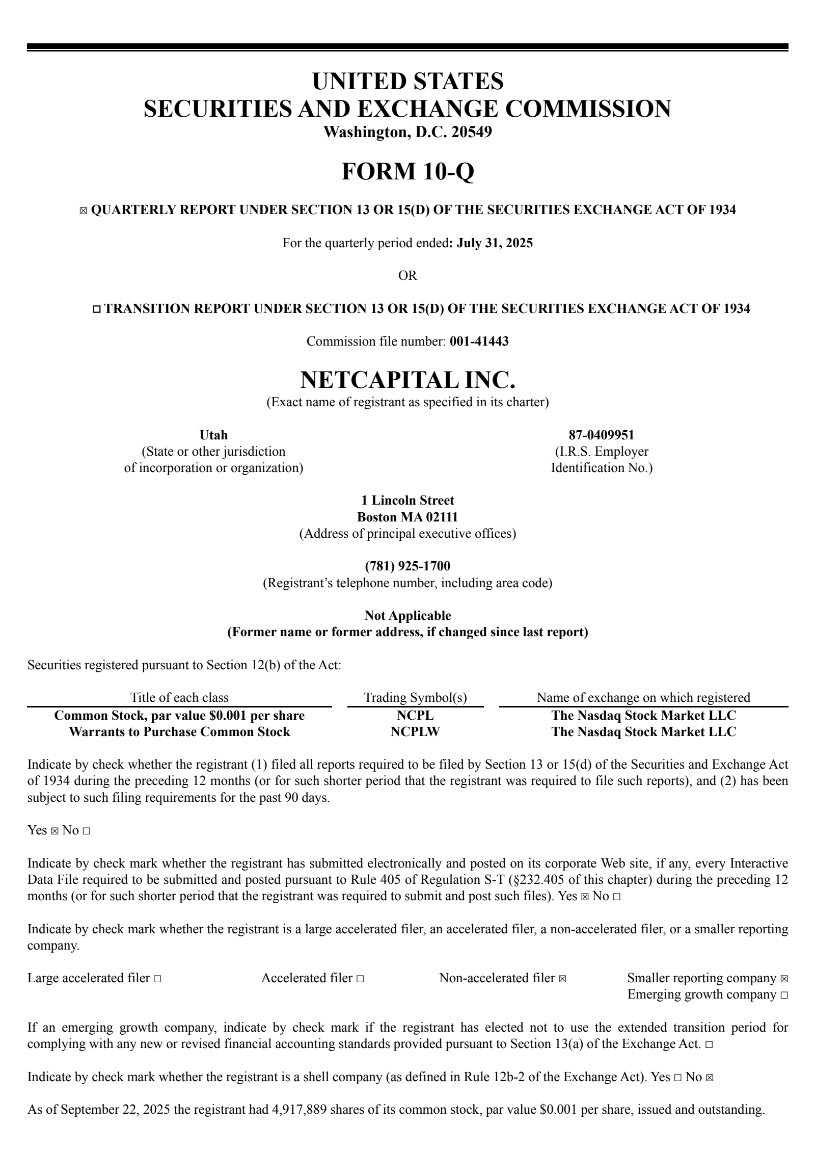 Netcapital's Q1 2026 Quarterly Report