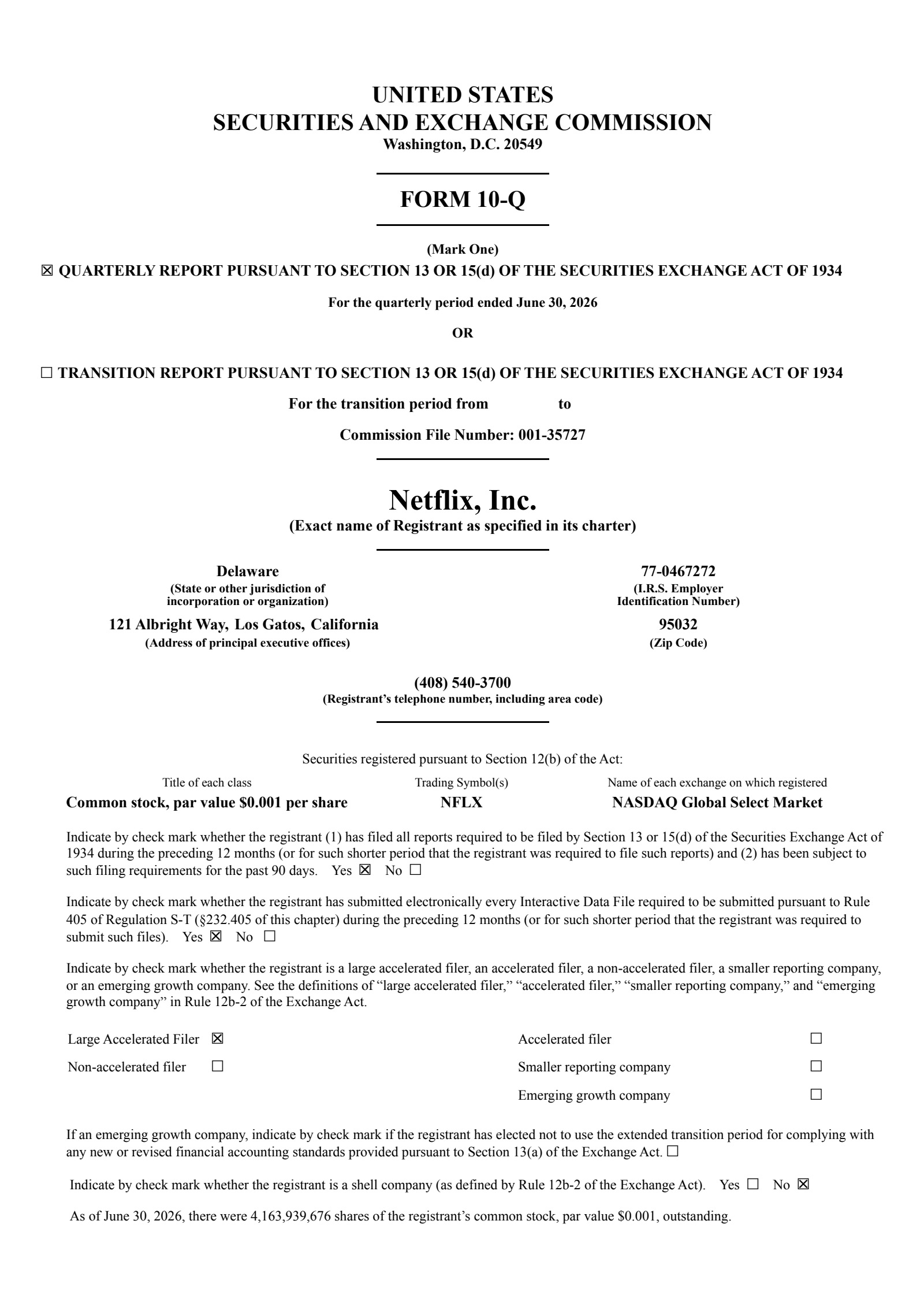 Netflix's Q2 2026 Quarterly report
