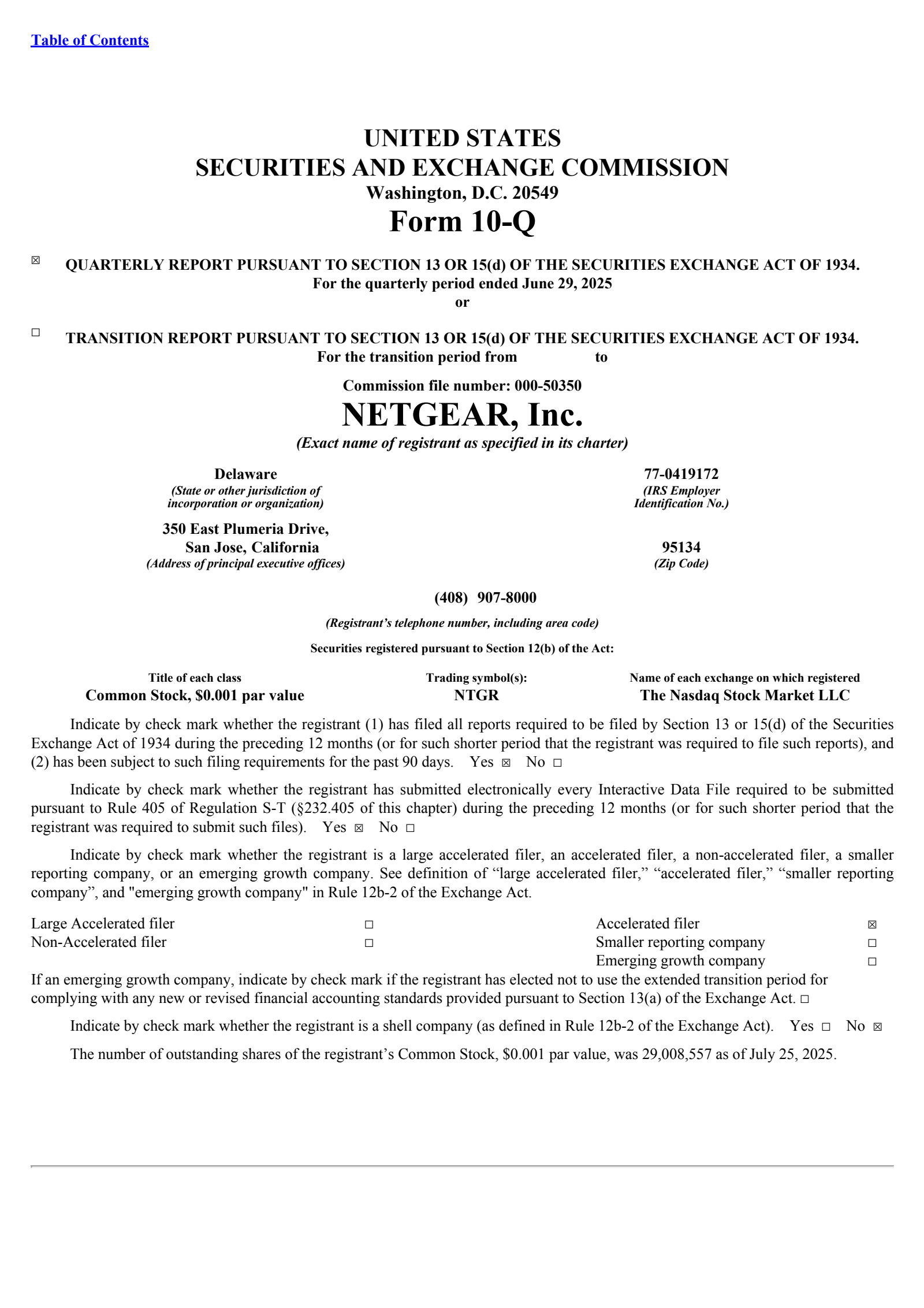 NETGEAR's Q2 2025 Quarterly report