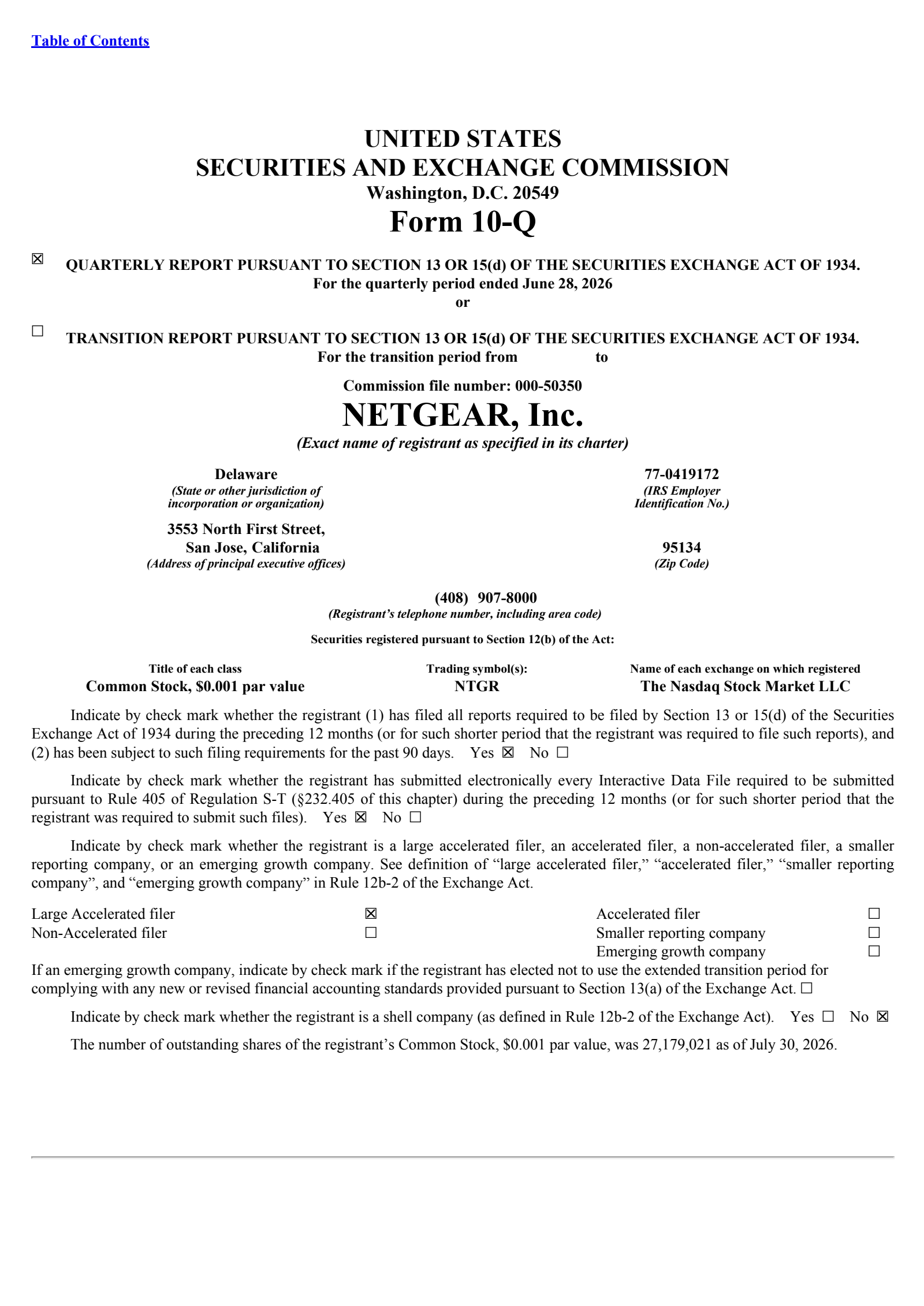 NETGEAR's Q2 2026 Quarterly report