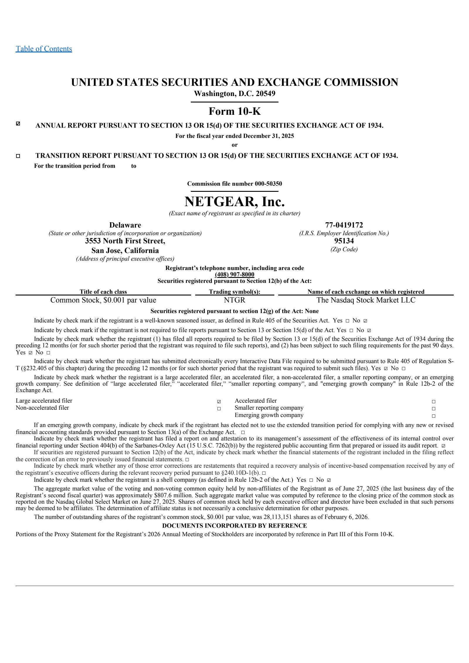 NETGEAR's Q4 2025 Annual report