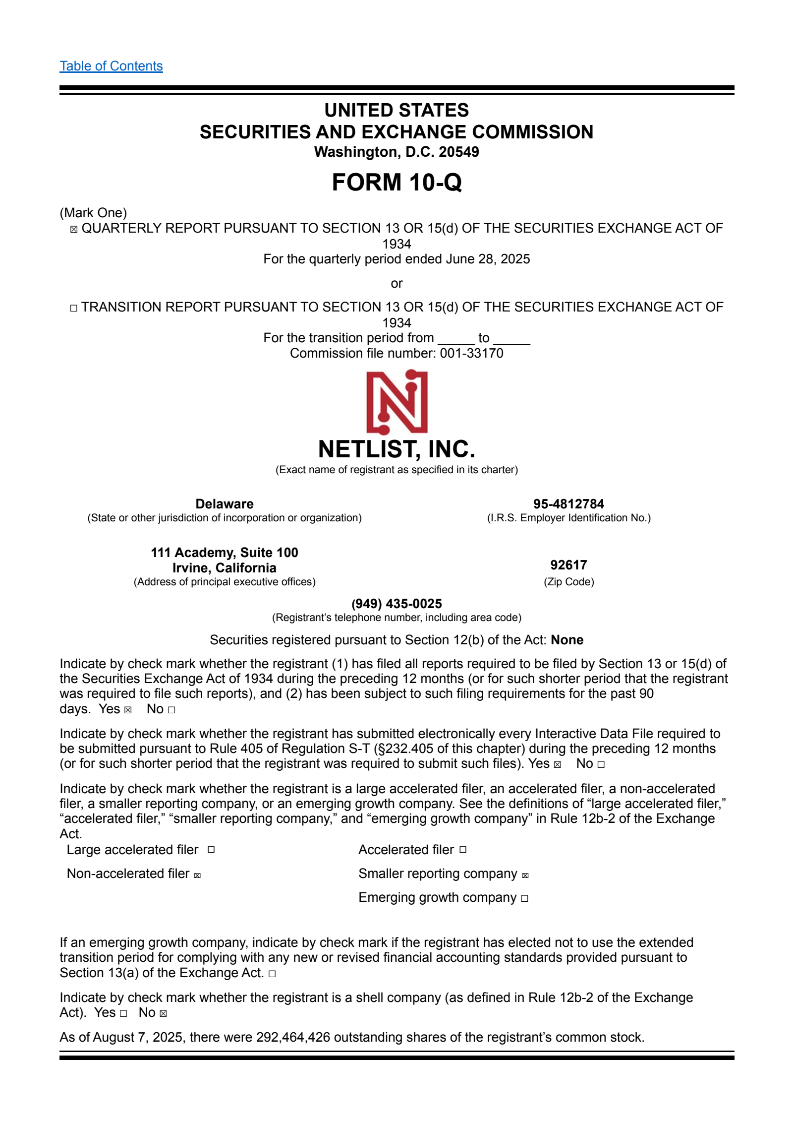 Netlist's Q2 2025 Quarterly report